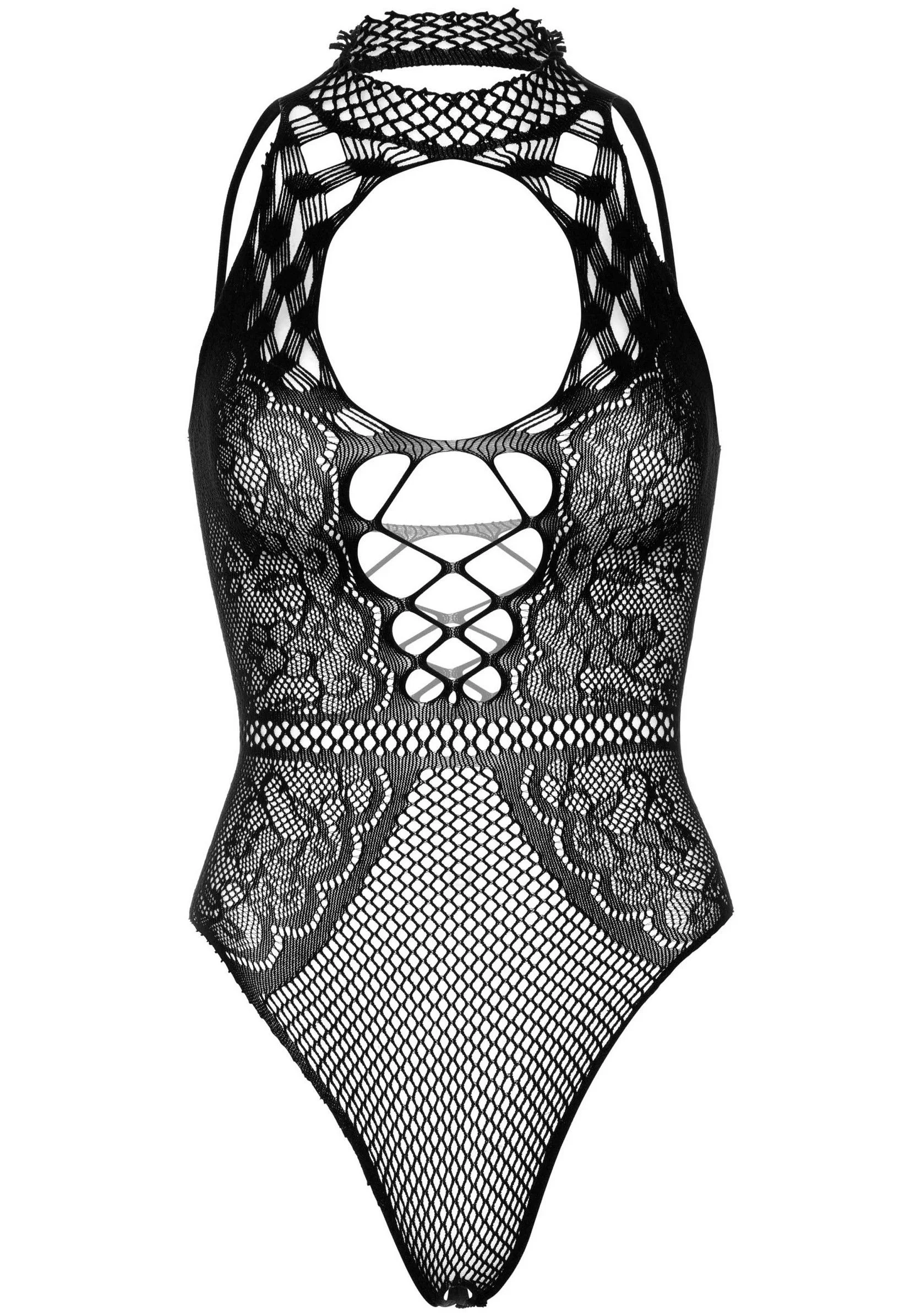 Visnet Kanten Bodysuit - Zwart