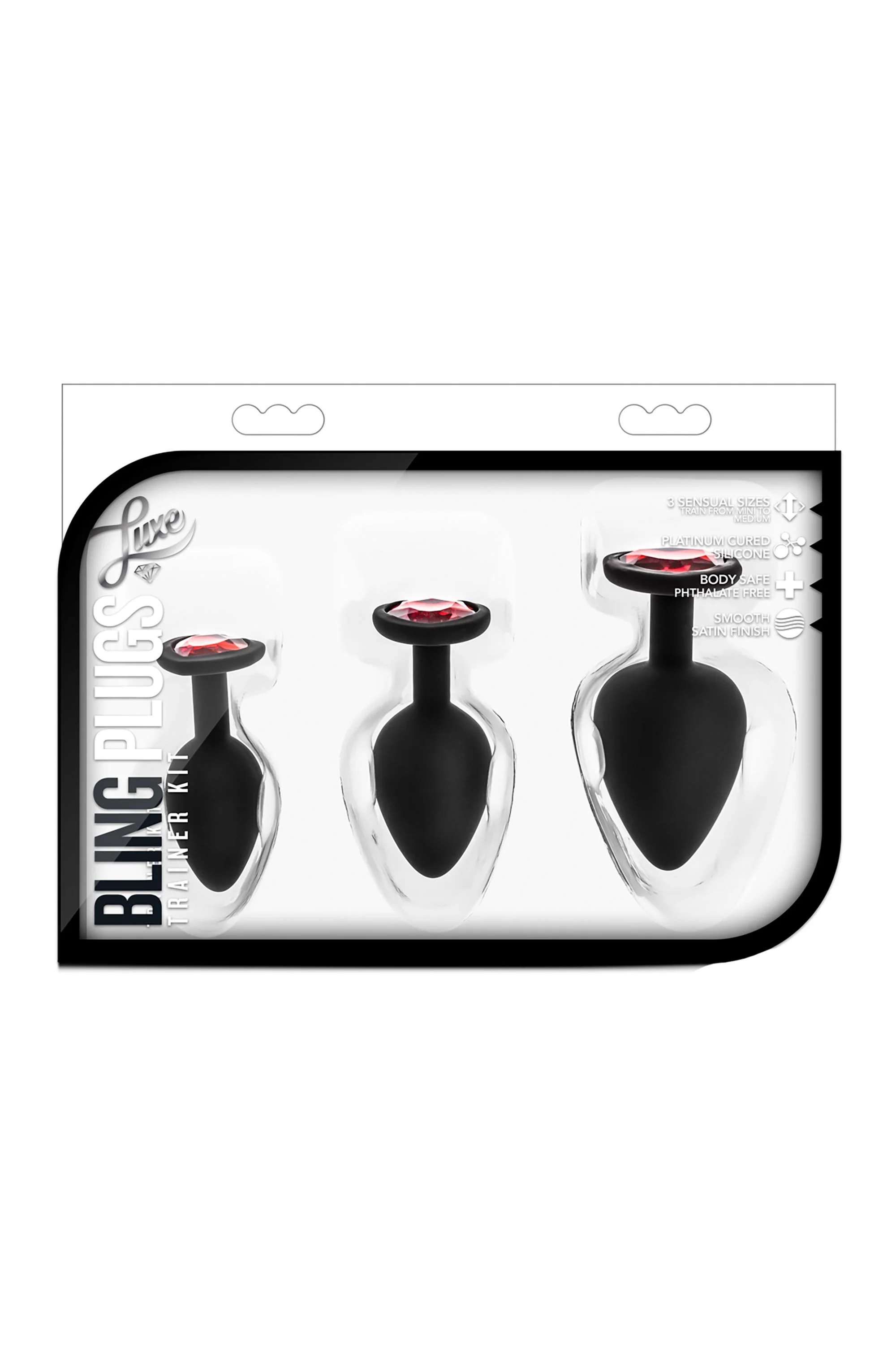 Blush - Luxe Bling Plugs Trainingskit Zwart met Rode Edelstenen
