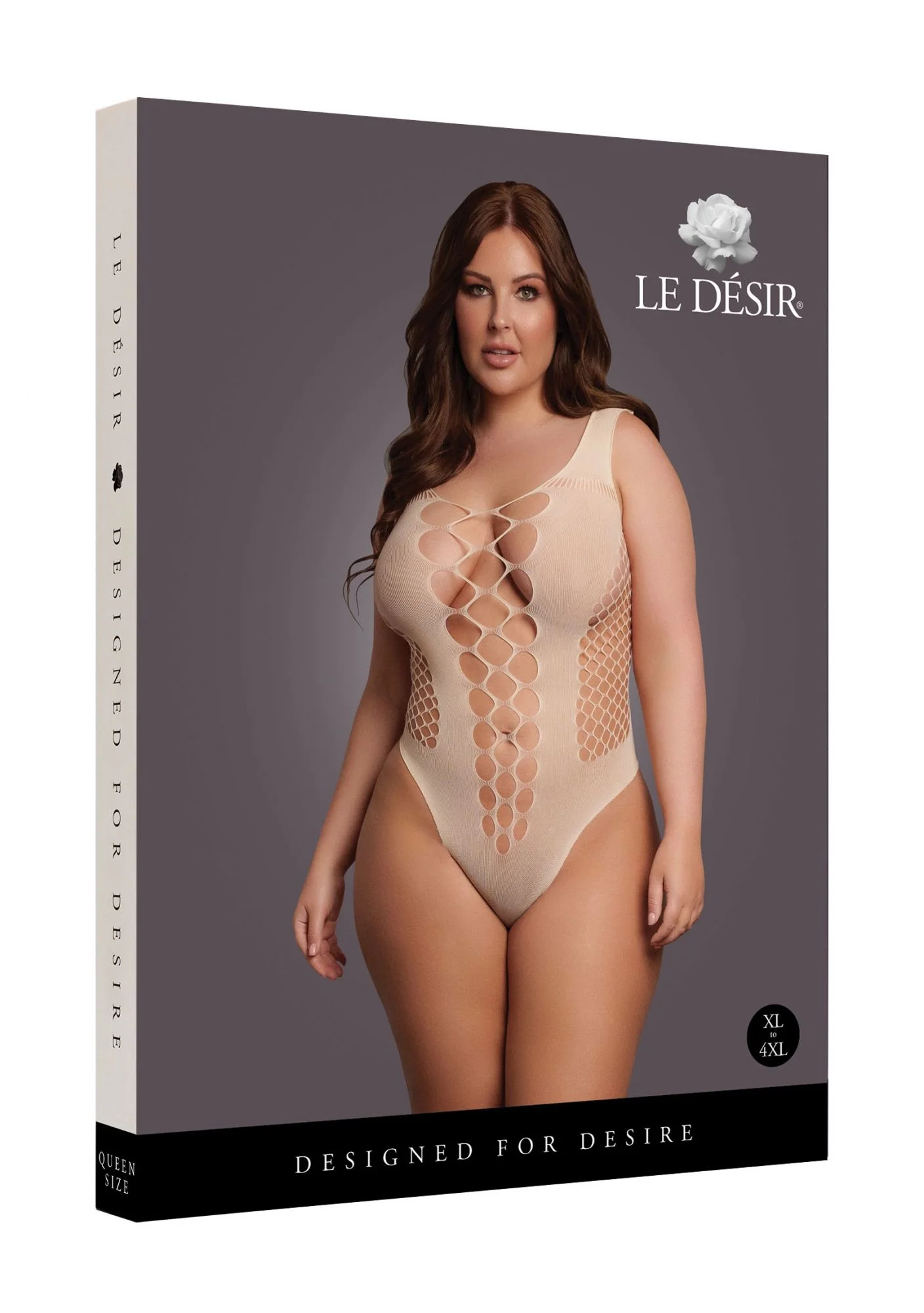 V-Hals Teddy Met Open Stroken - Beige