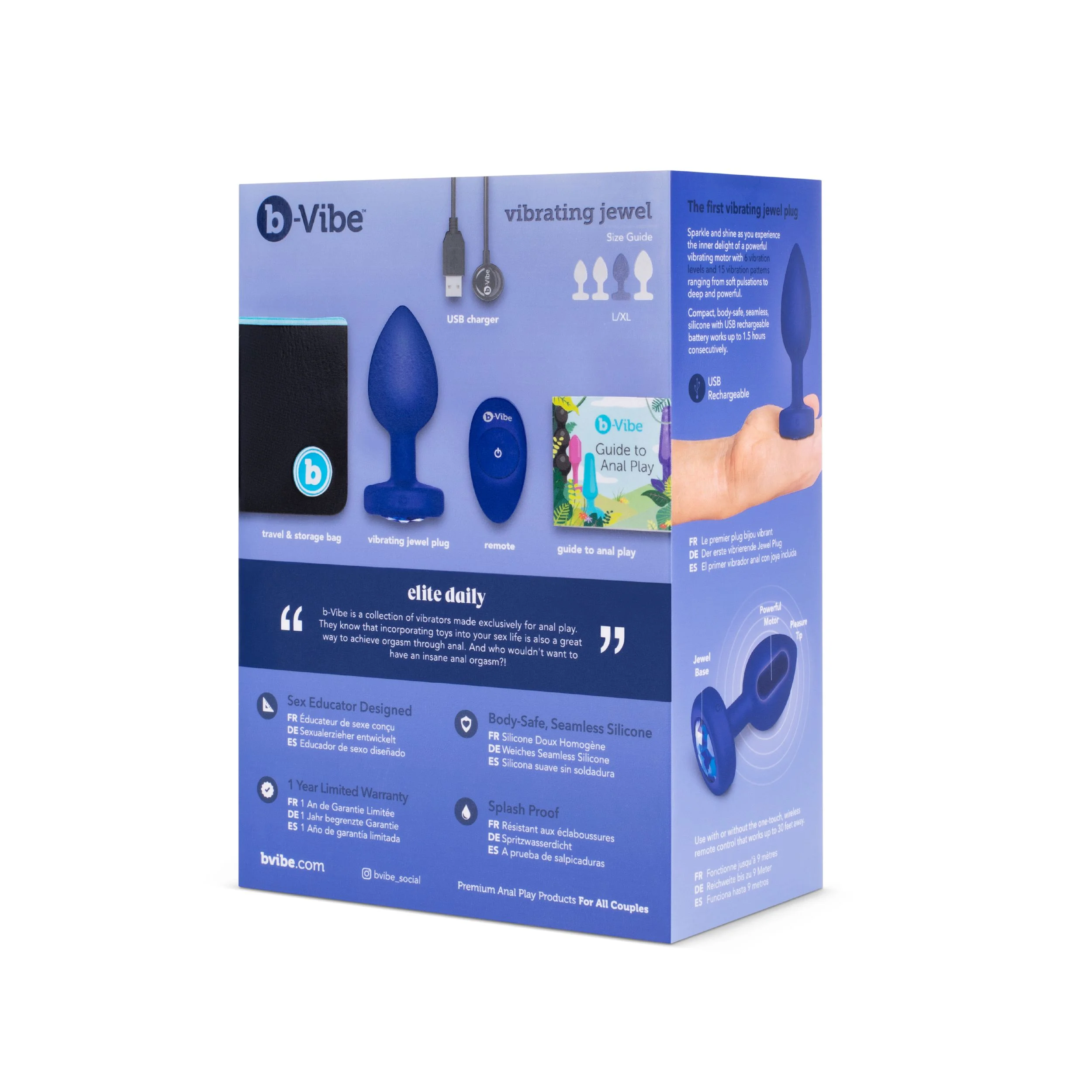 B-Vibe - Vibrerende Juwelen Plug L/XL Navy