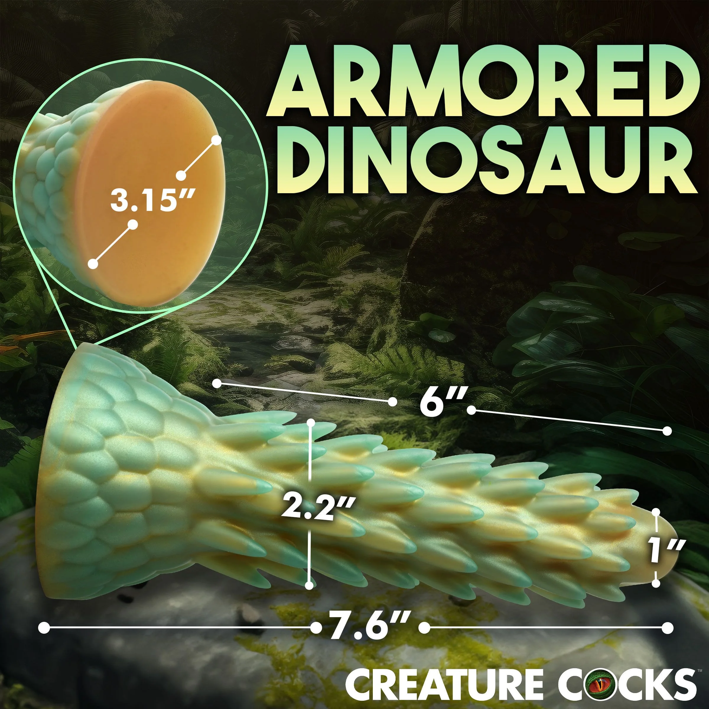 Stegosaurus Spiky Reptiel Dildo - Groen