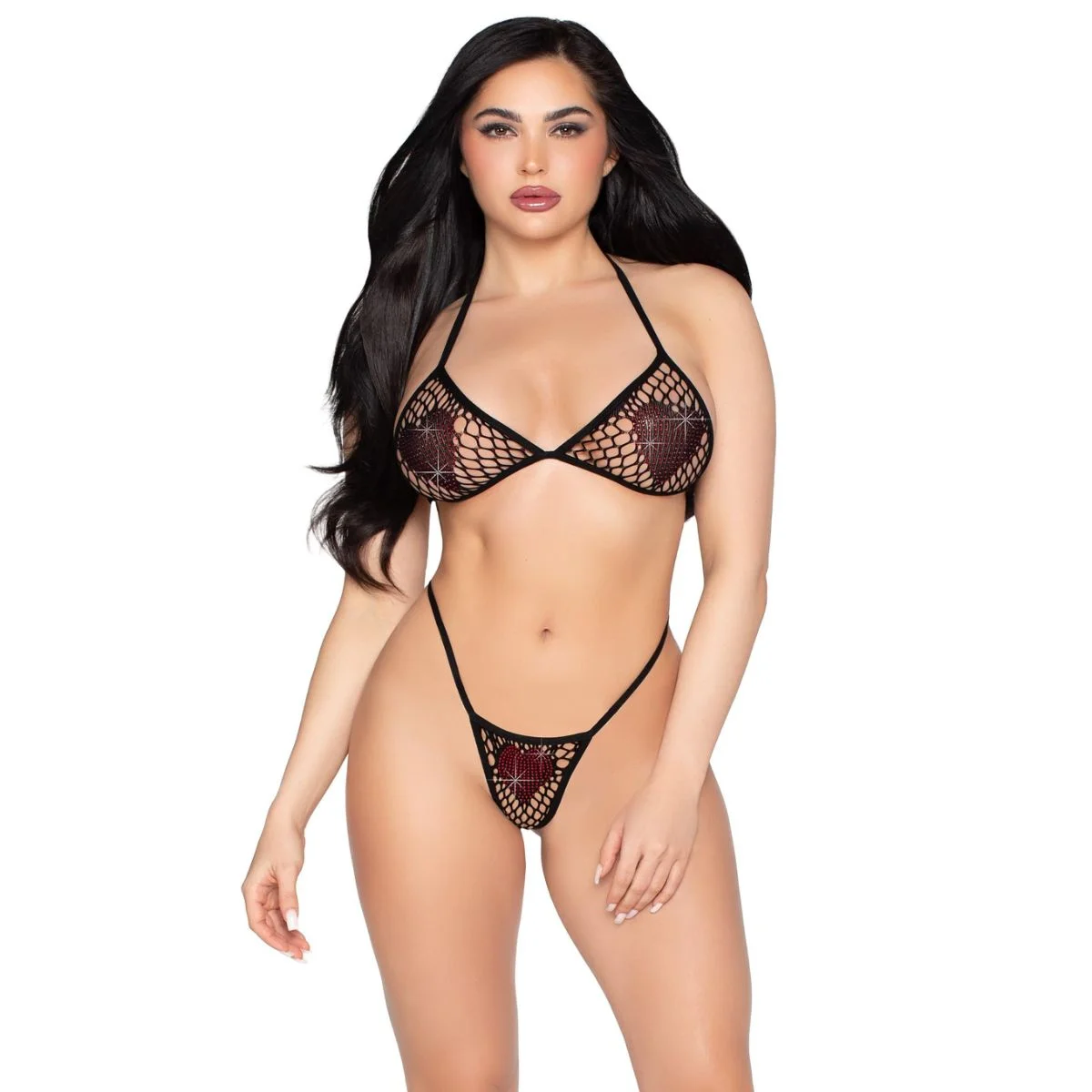Leg Avenue - Hart BH Top en String Set - Zwart