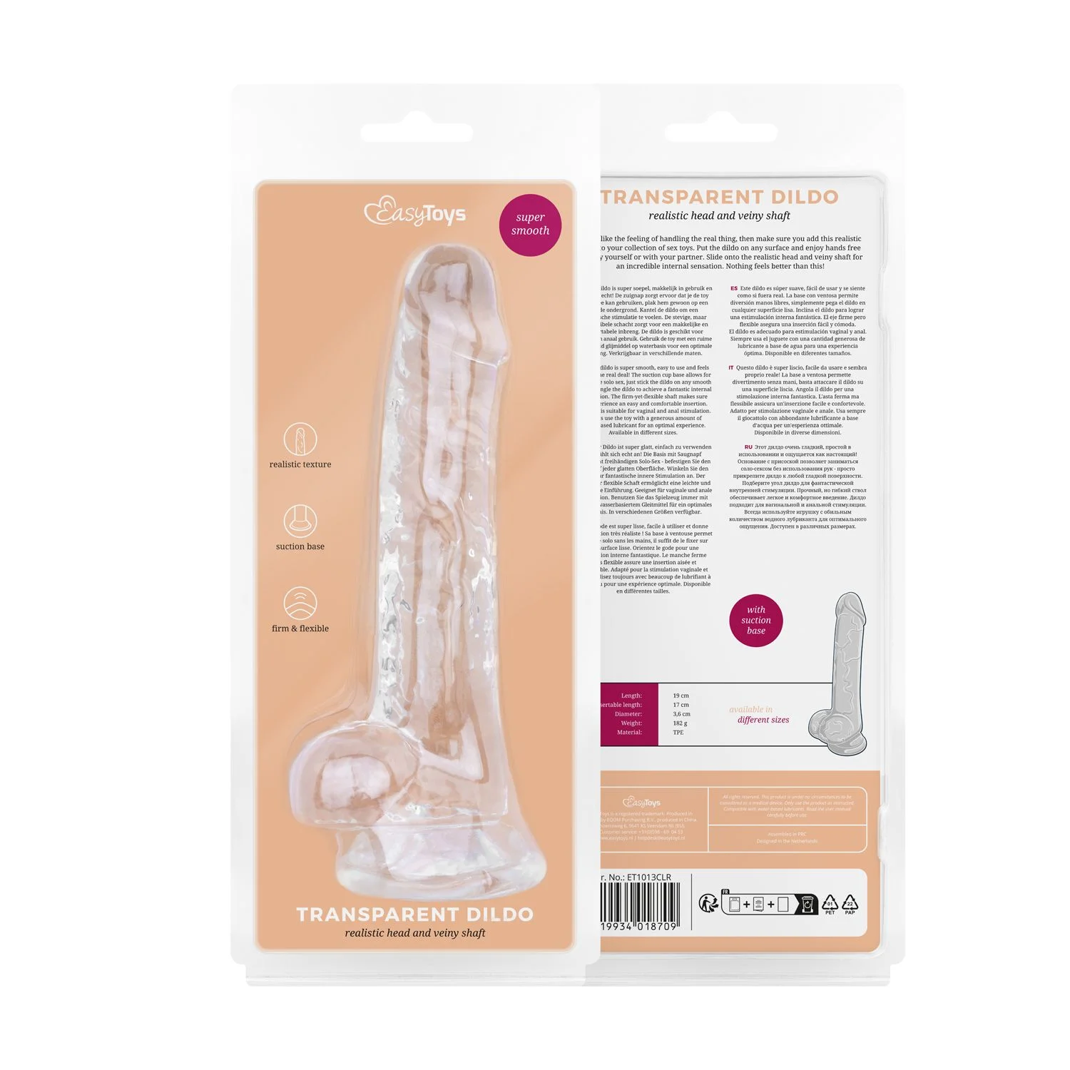 Jelly Dildo met ballen - 17 cm