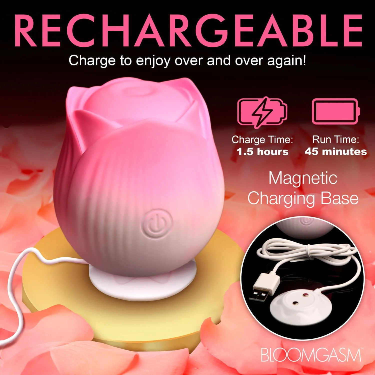 BLOOMGASM - Pulsing Petals Stimulator Tapfunctie Roos - Roze