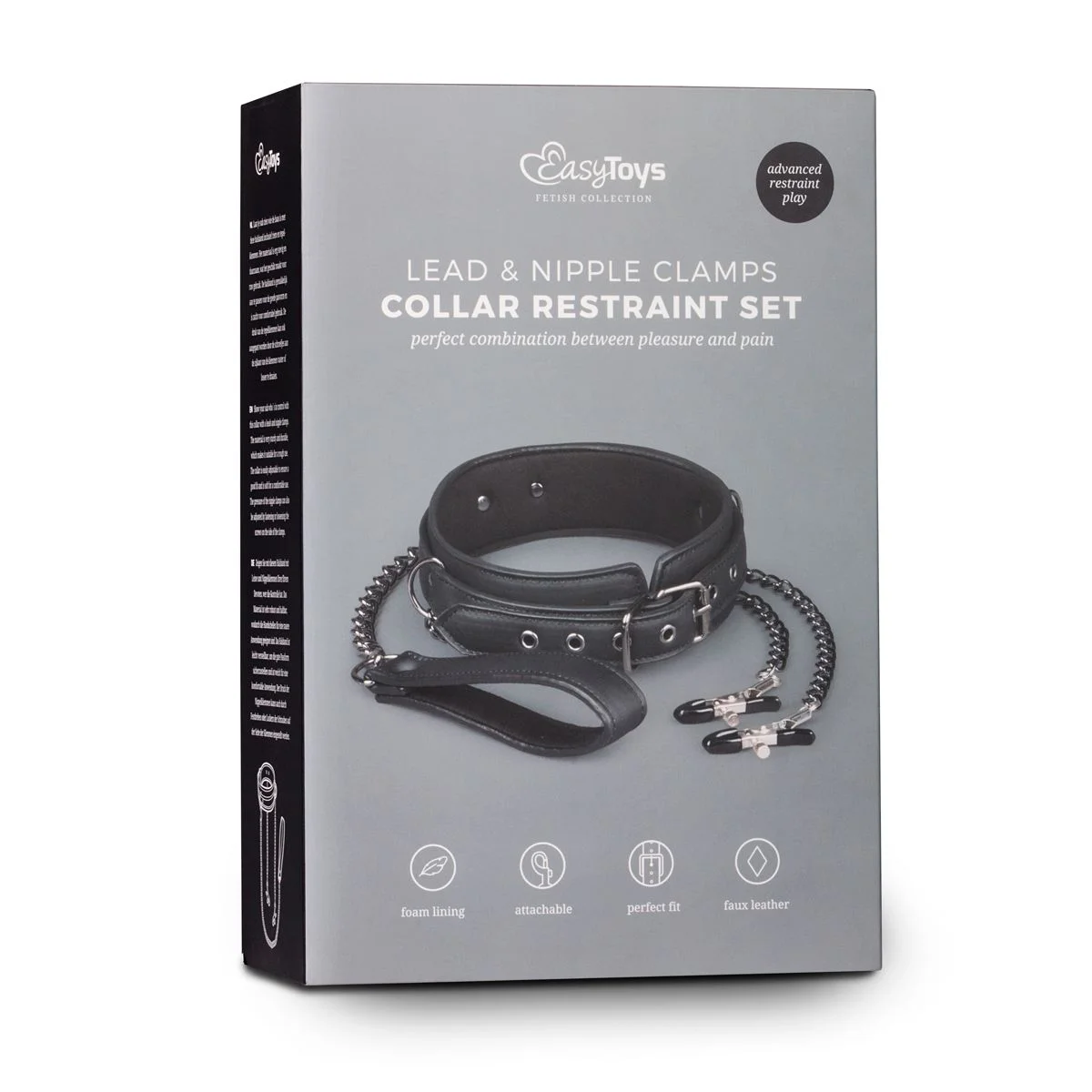Fetish - Kunstleren halsband met tepelklemmen