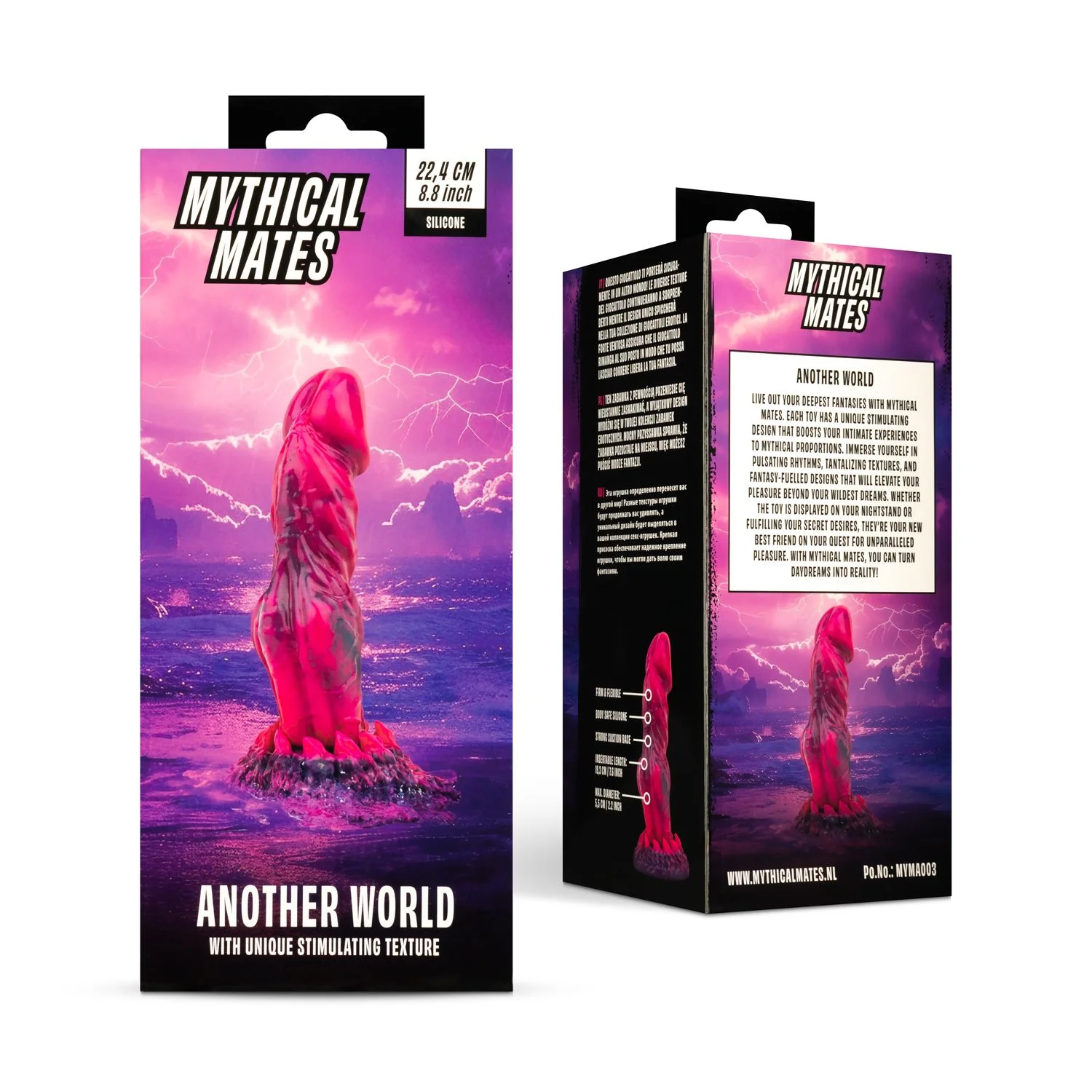 Mythical Mates - Another World Dildo Roze & Paars - 22.4 cm