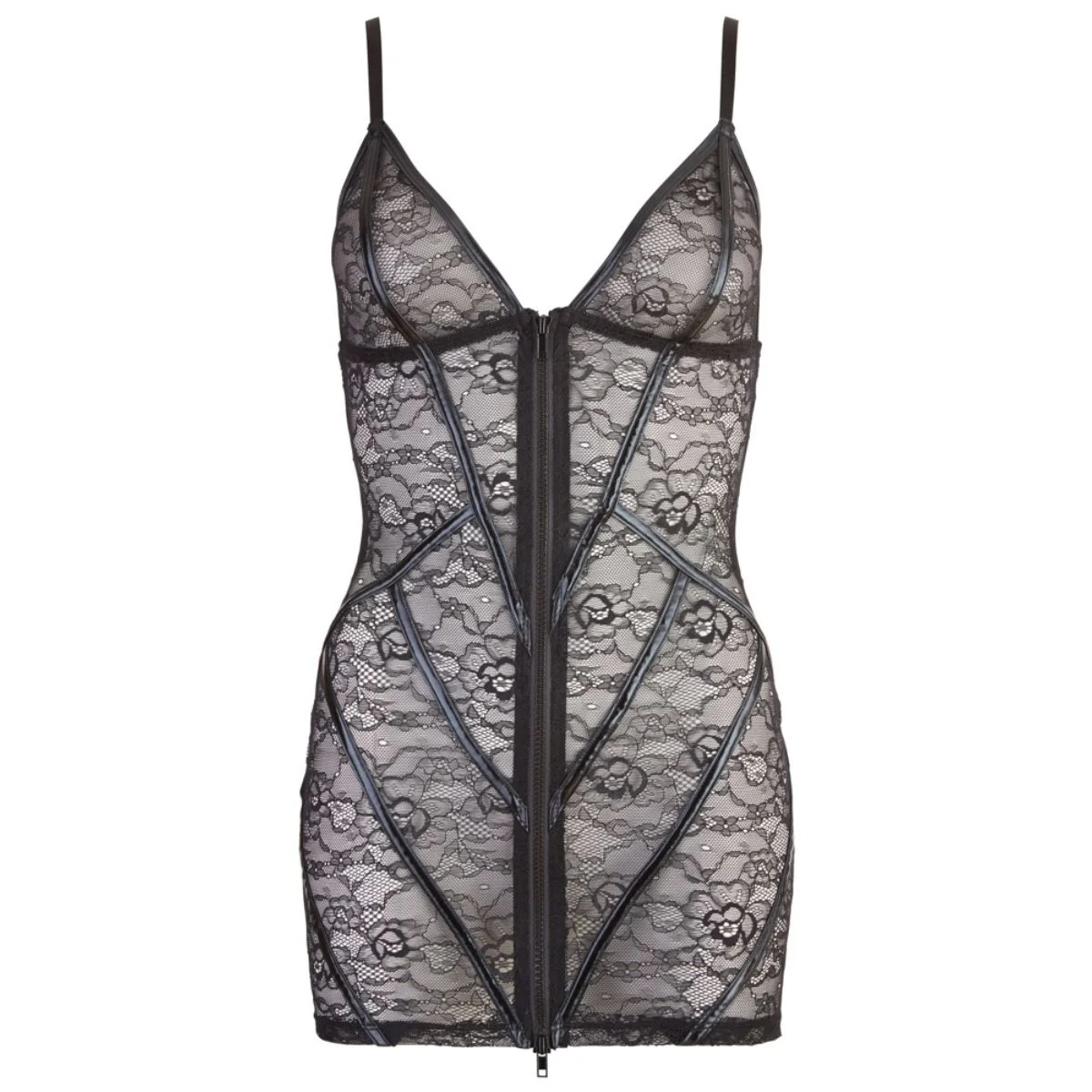 Cottelli Collection - Kanten Mini Jurk Met Rits