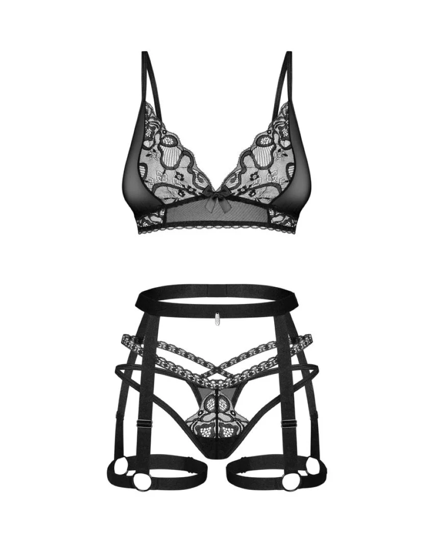 Obsessive - Blomentis Driedelige Set - Zwart