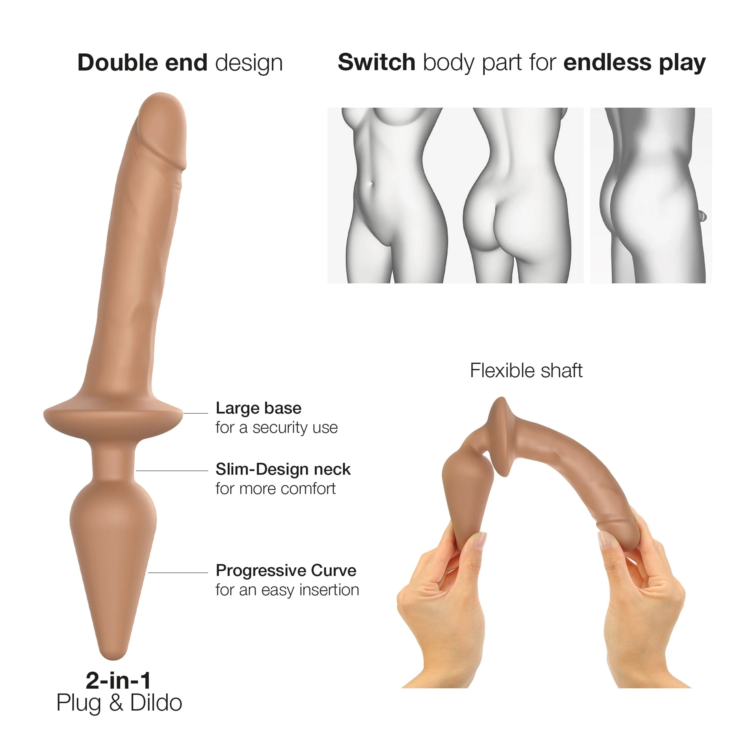 Strap-On-Me - Switch  Plug-in Realistic Dildo Caramel XXL