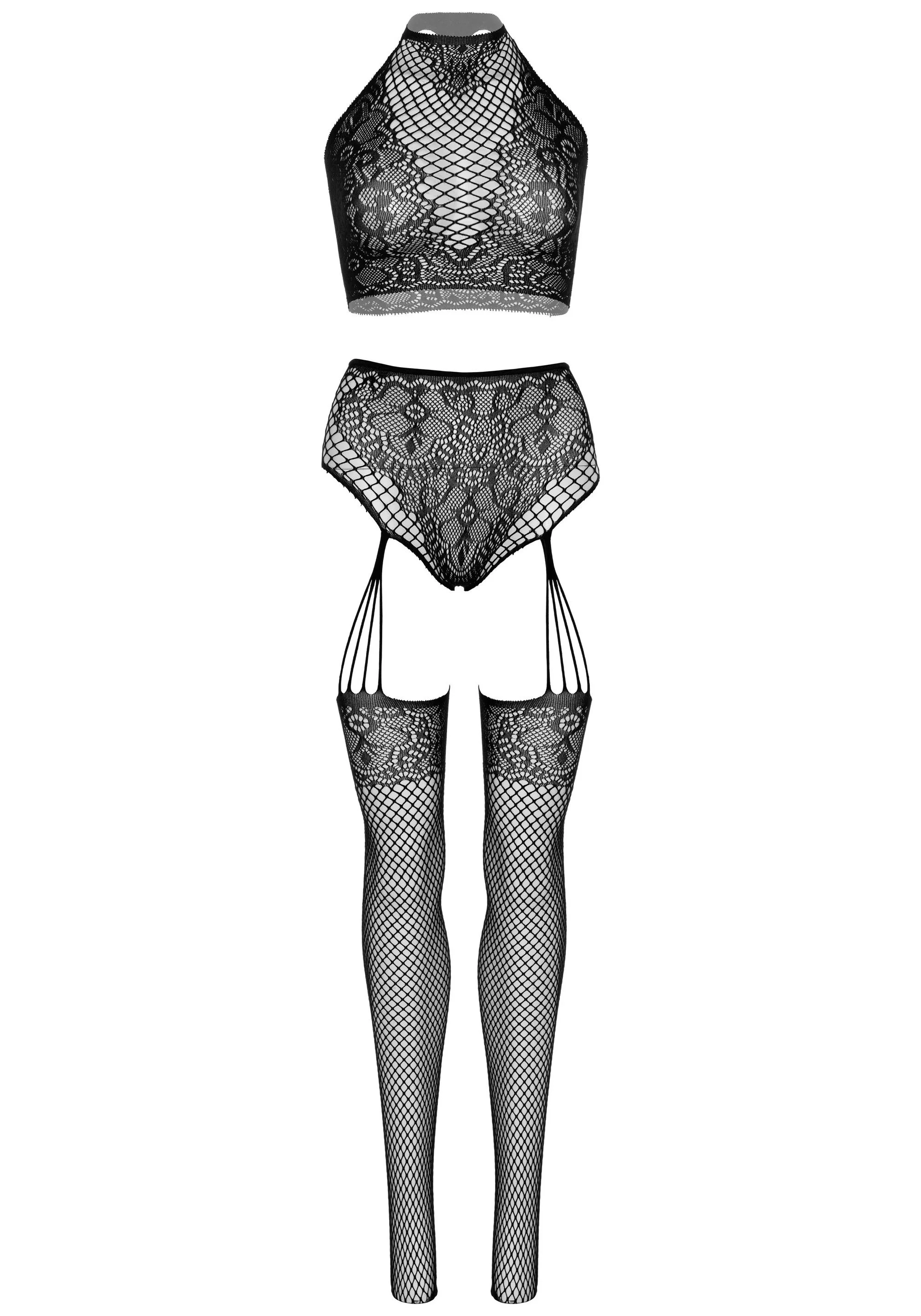 All About You Catsuit w/ Open Kruis - Zwart