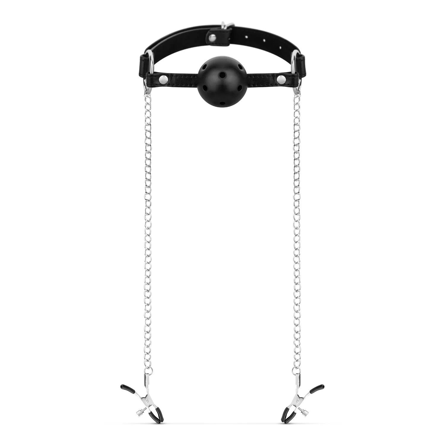 Bedroom Fantasies - Ball Gag met Tepelklemmen - Zwart