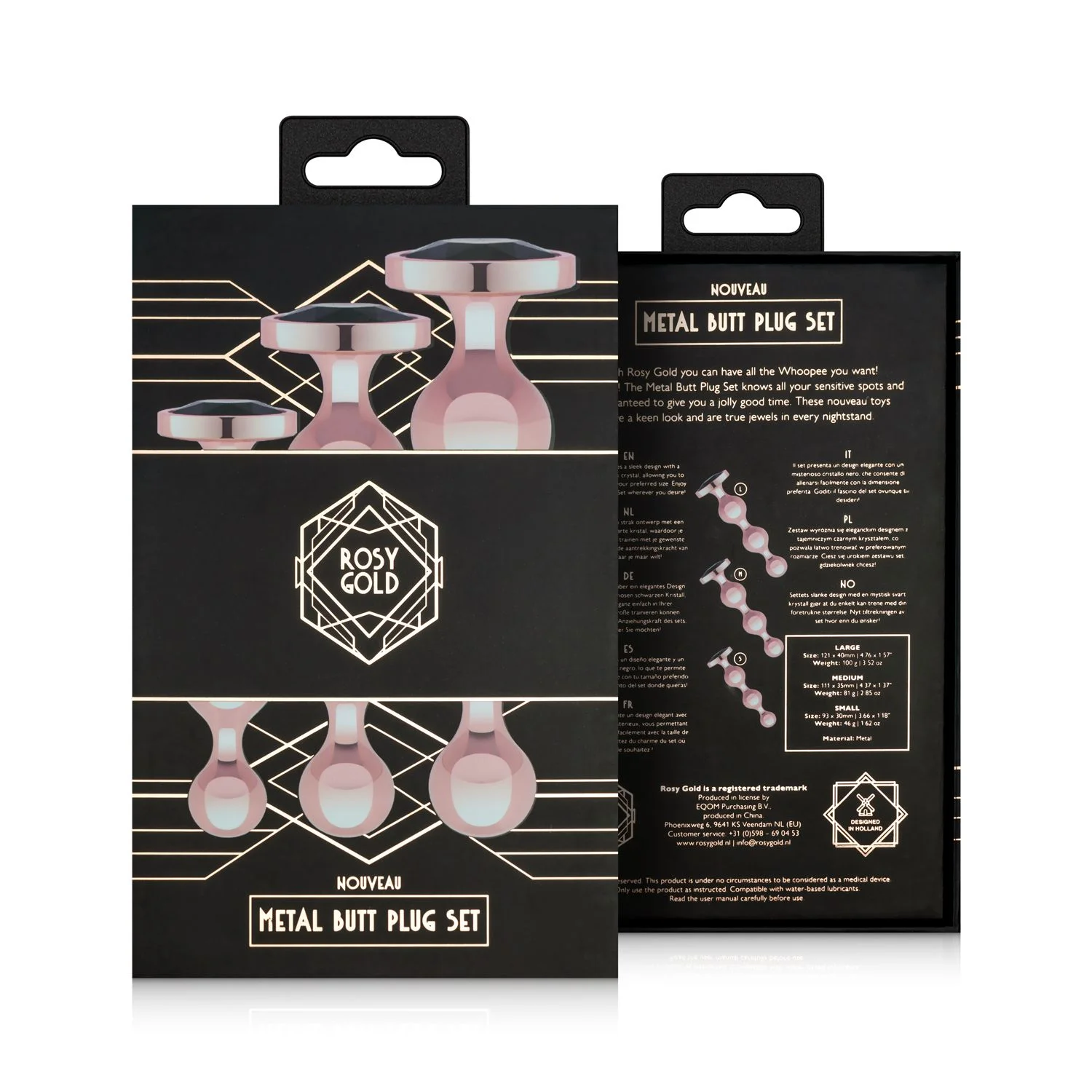 Rosy Gold - Metalen Buttplugset 3 stuks - Roségoud