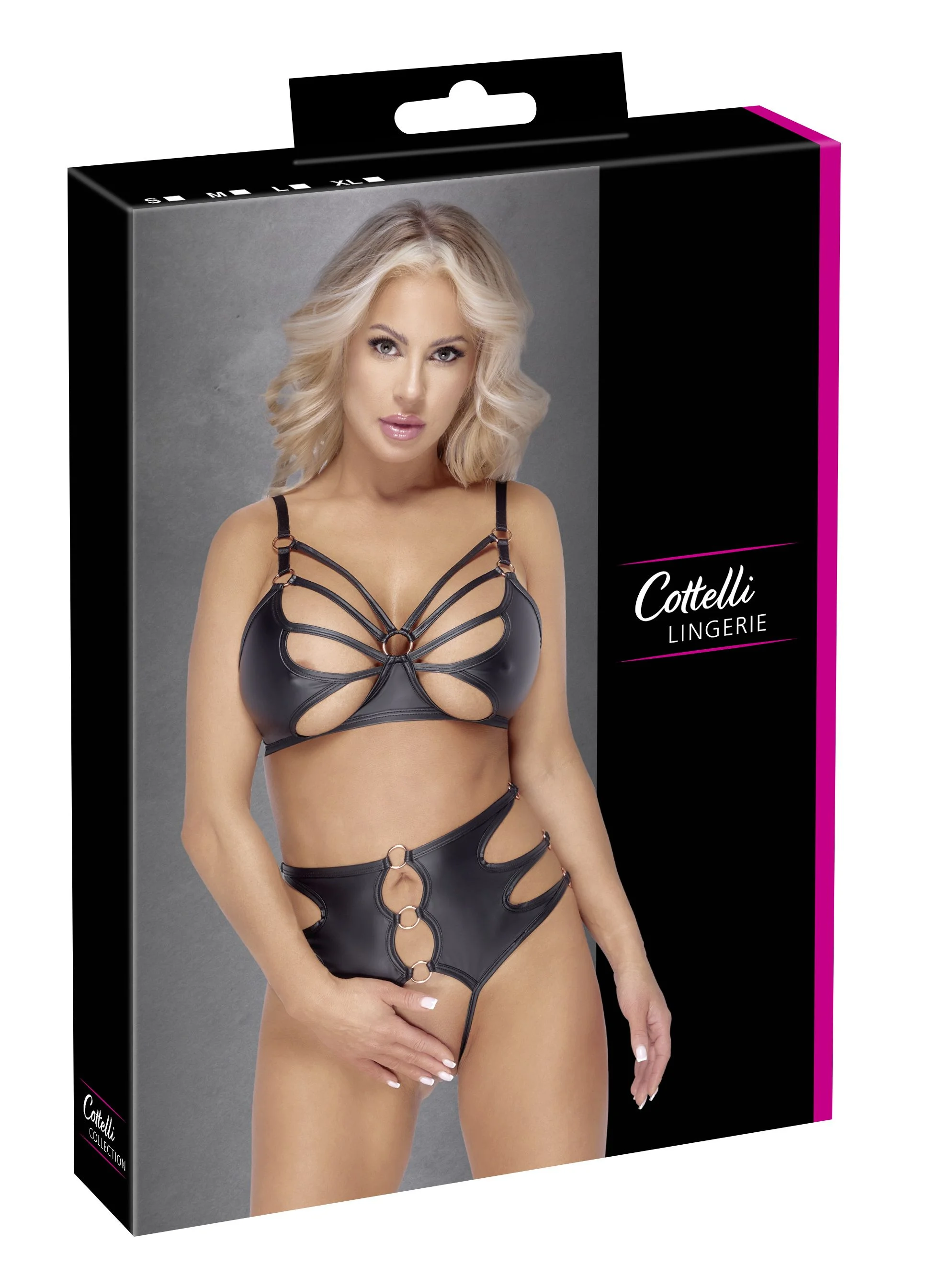 Cottelli LINGERIE – Soft Bra & Crotchless Panty Set – Zwart