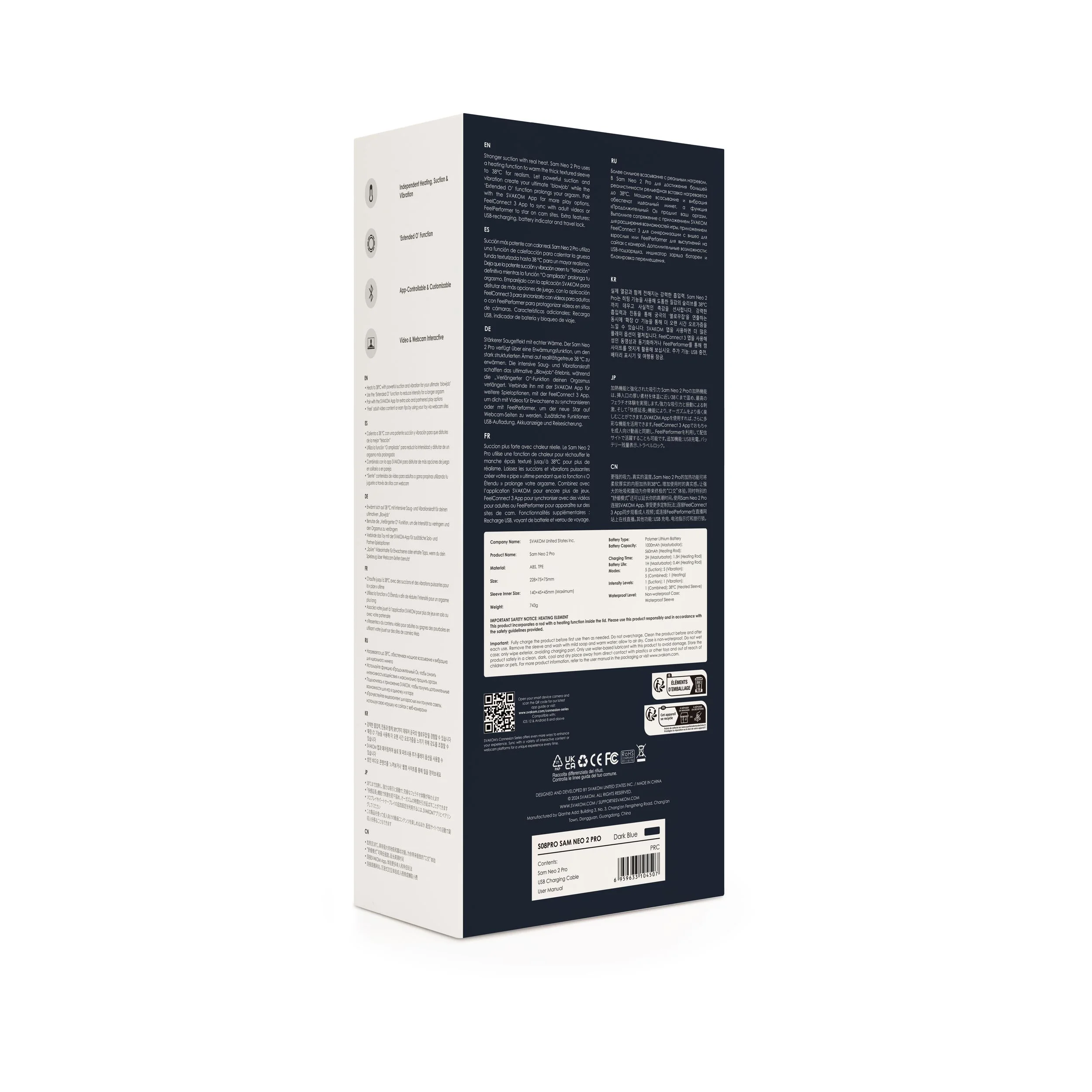 SVAKOM - Sam Neo 2 PRO Interactieve Masturbator - Blauw