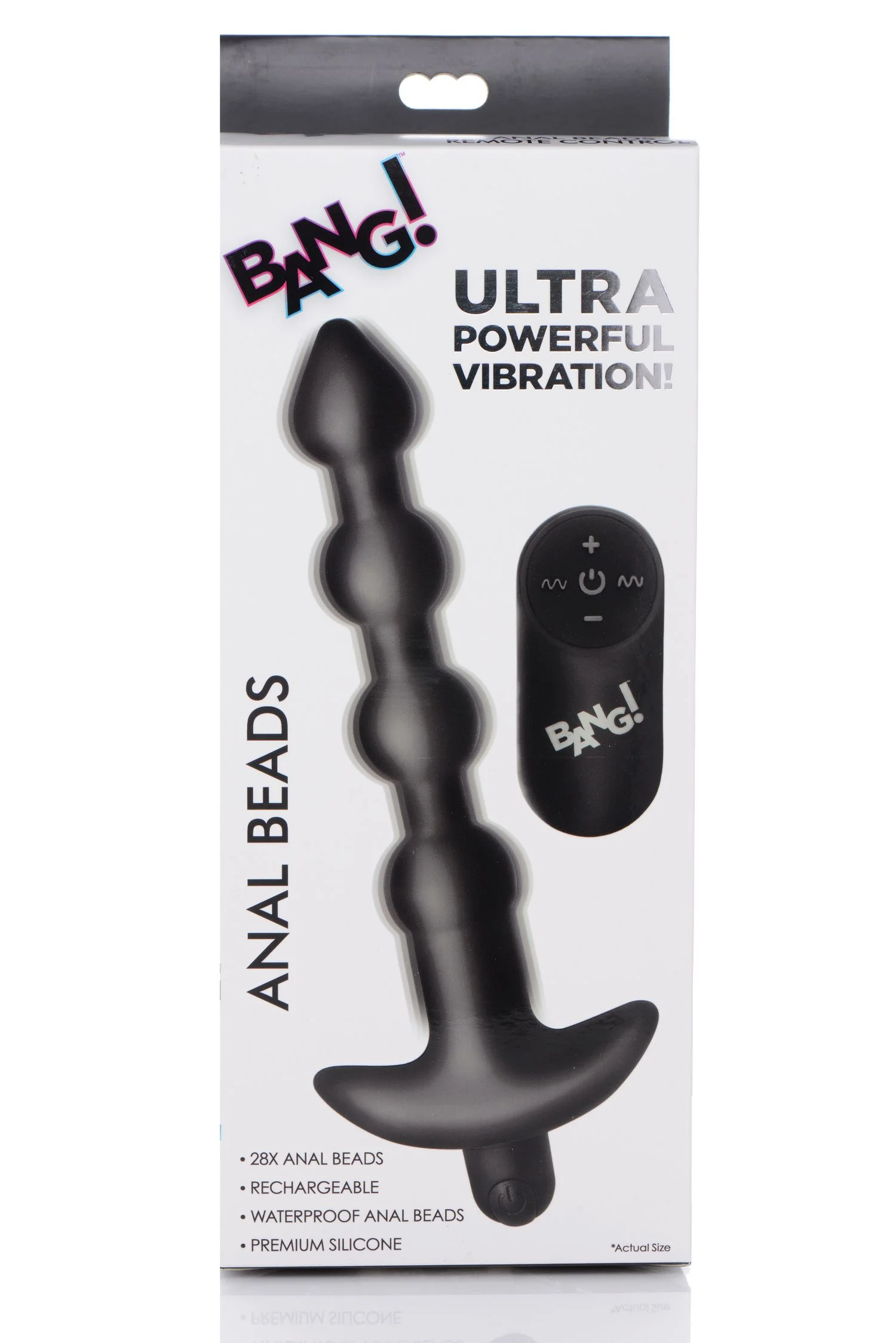 BANG! - 28X Vibrerende Silicone Anaalkralen met Afstandsbediening - Zwart
