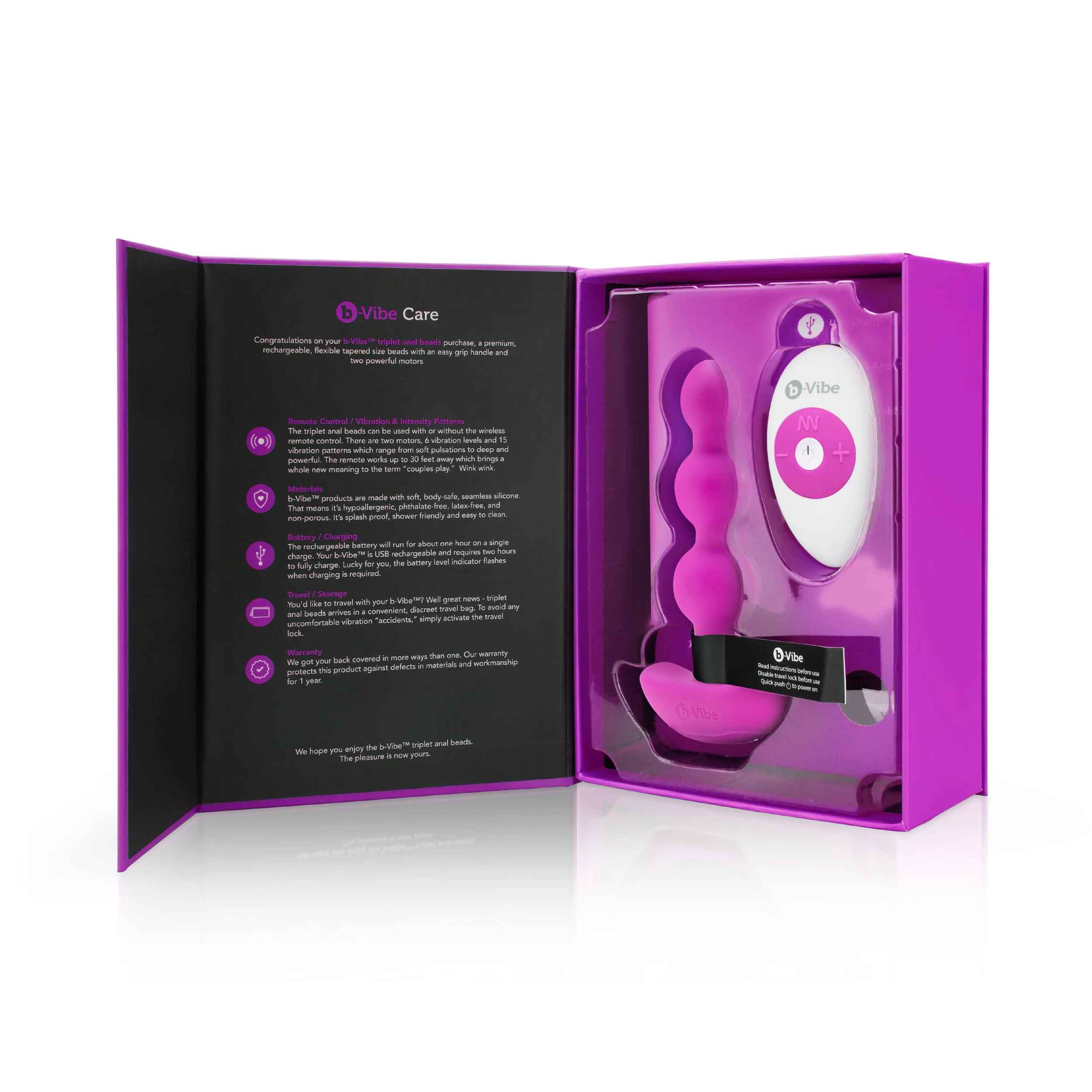 B-Vibe - Triplet Anale Kralen Fuchsia