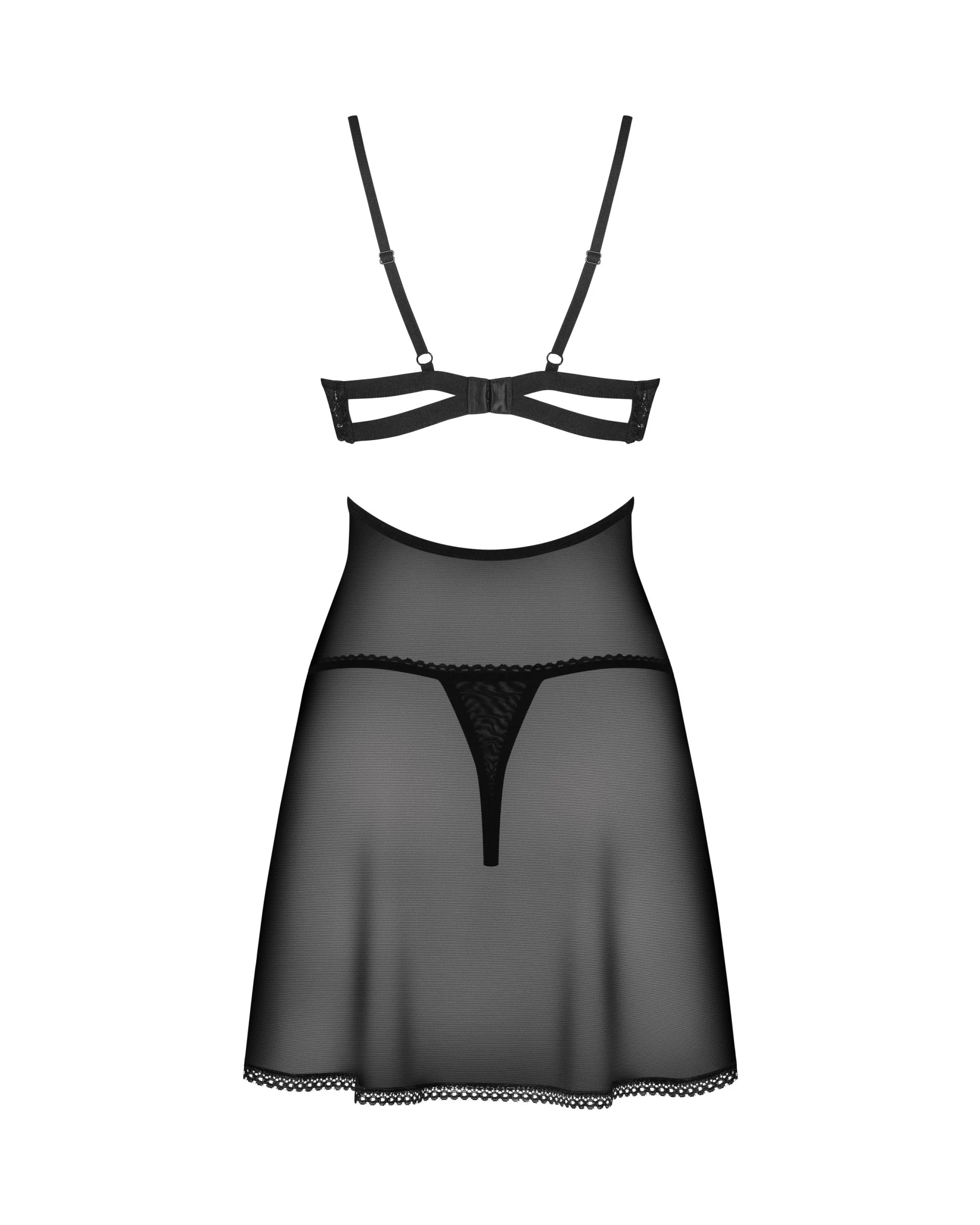 Obsessive - Nutris Babydoll & String - Zwart