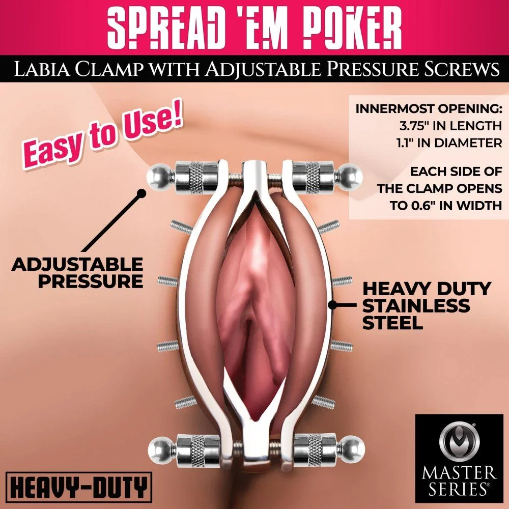 Spread 'Em Poker Vagina Klem met Verstelbare Drukschroeven