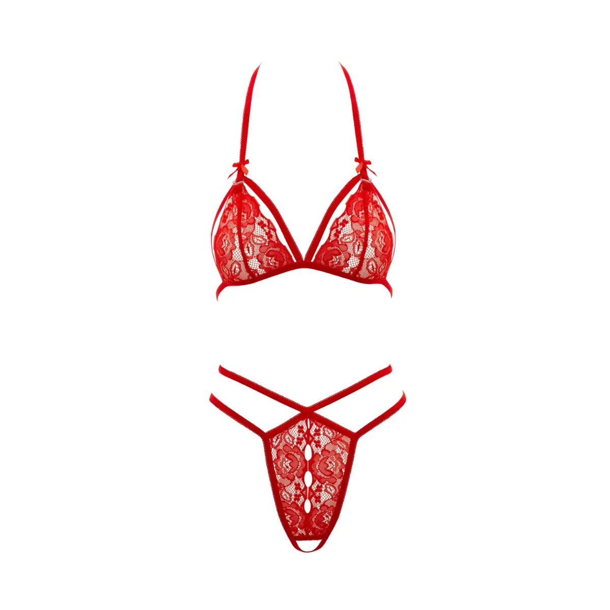 Cottelli Lingerie – Kantenset met Open String – Rood