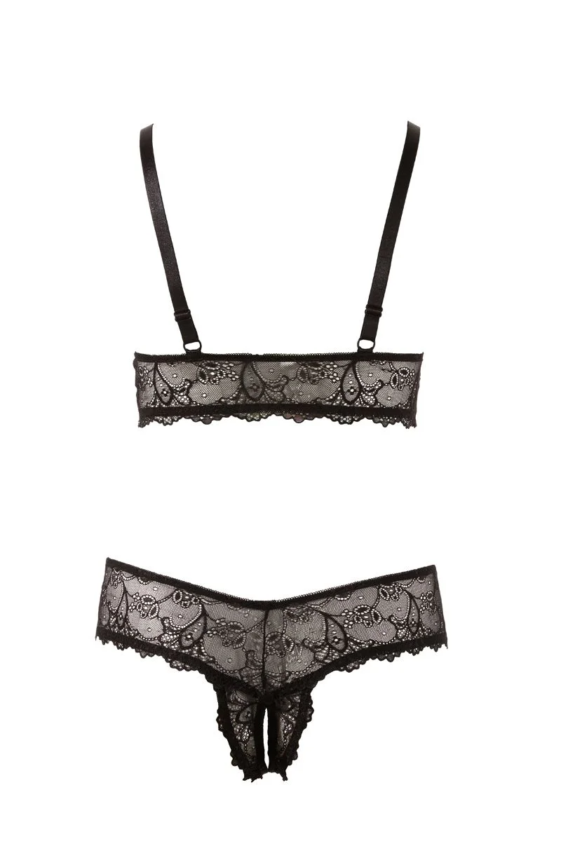 Cottelli Collection - Bra and crotchless G-string