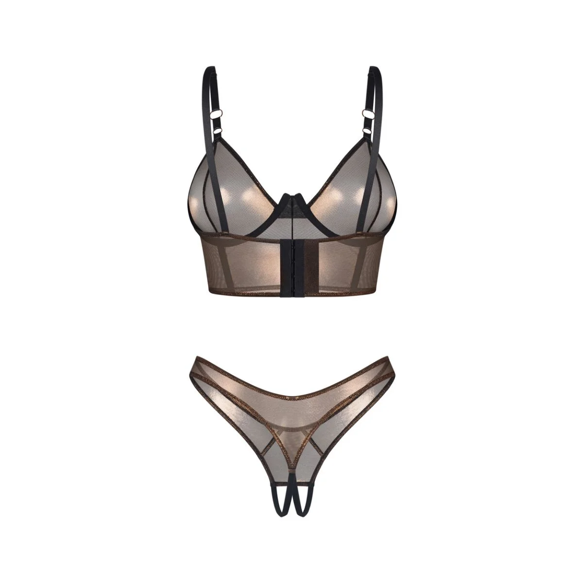 Obsessive – Soranna Top & Crotchless Thong – Brown