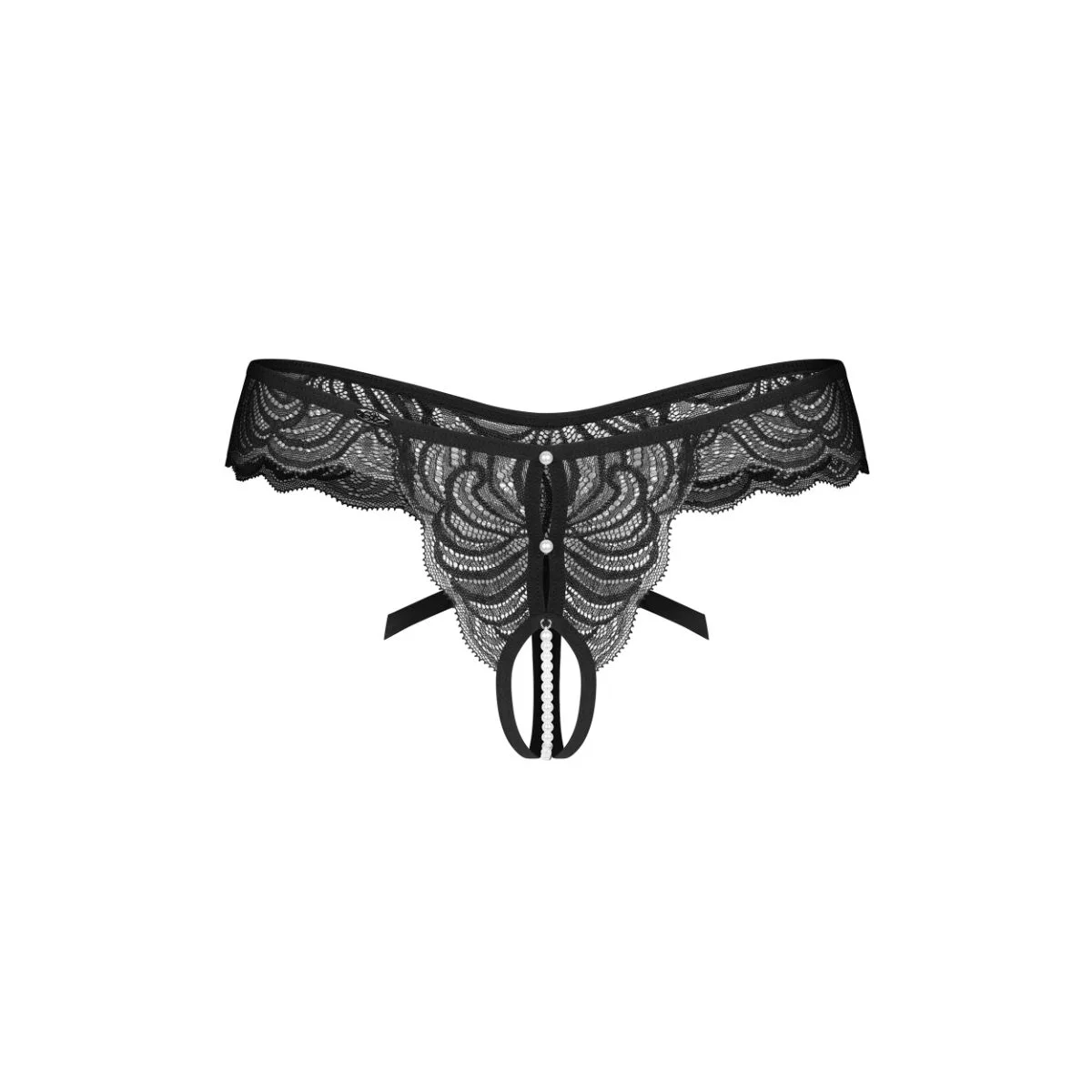 Obsessive - Trinise Open Kruis String - Zwart