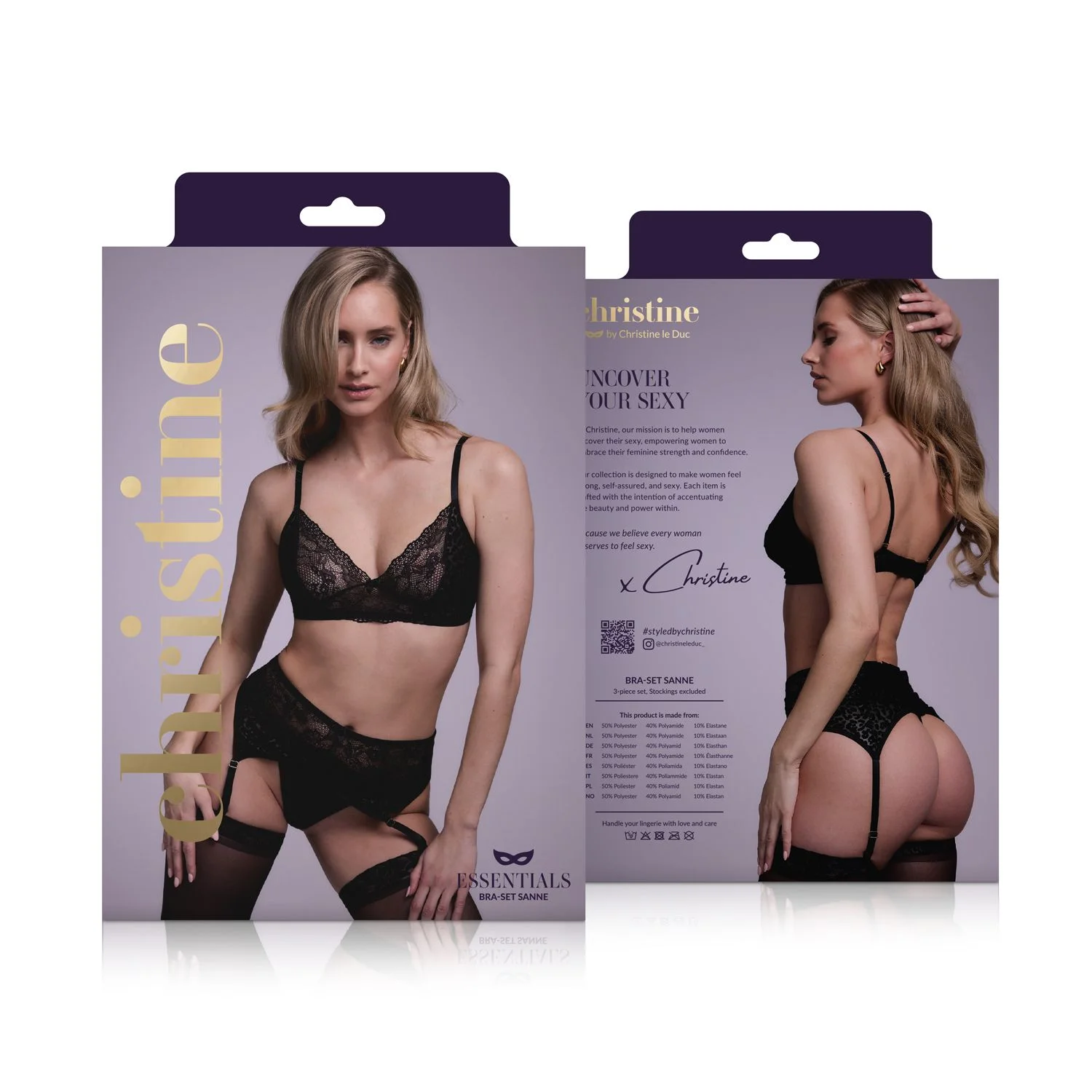 3-delig Lingerie-setje Sanne -zwart
