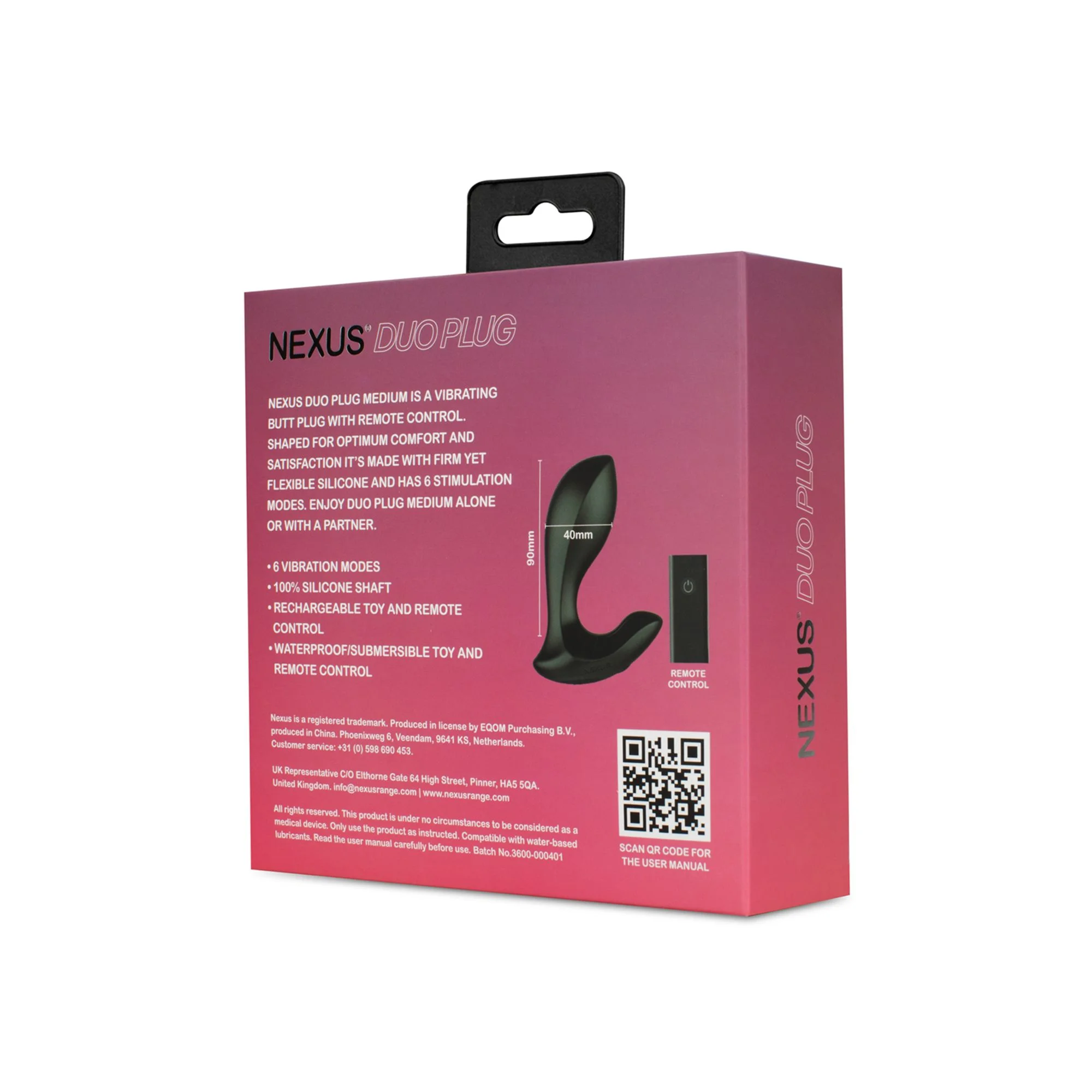 Nexus - Duo Remote Control Beginner Butt Plug Medium - Zwart
