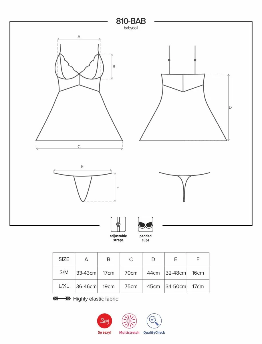 Babydoll Setje Met Kant - Zwart
