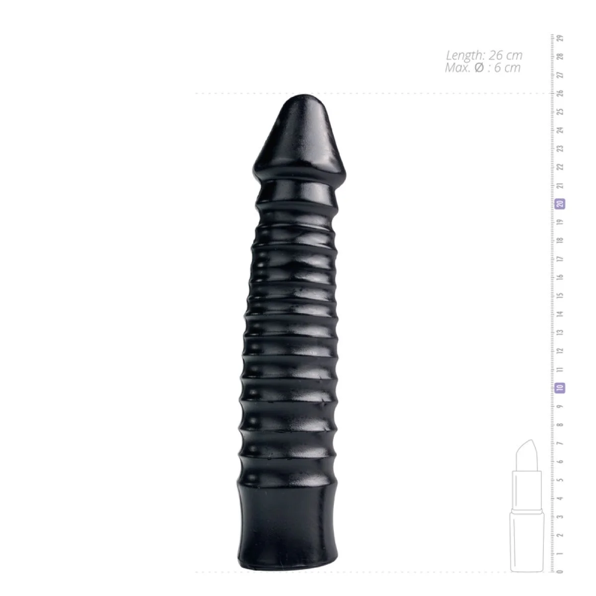 All Black - Grote Dildo Met Geribbelde Schacht - Zwart