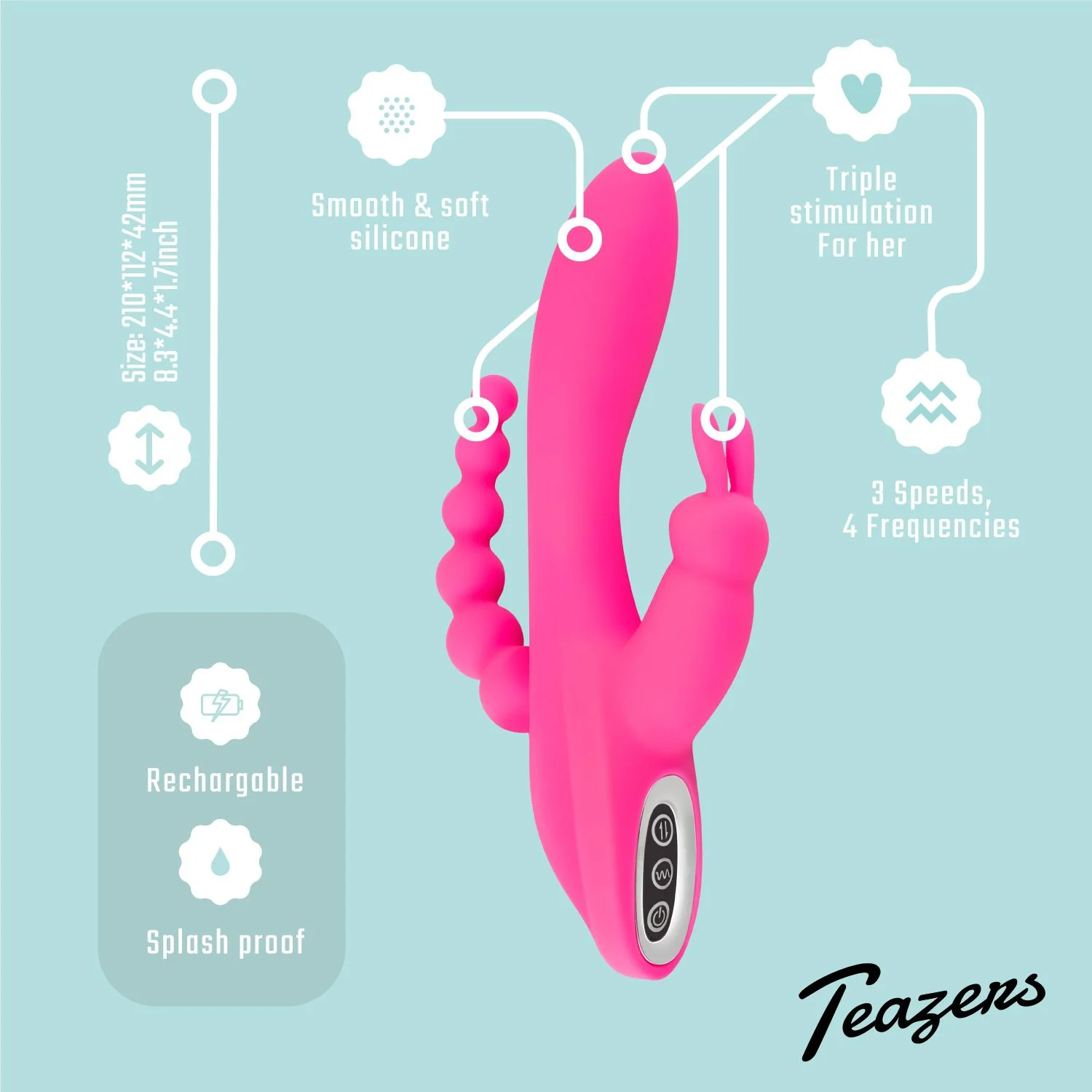 Teazers – Dubbele Rabbit Vibrator – Roze