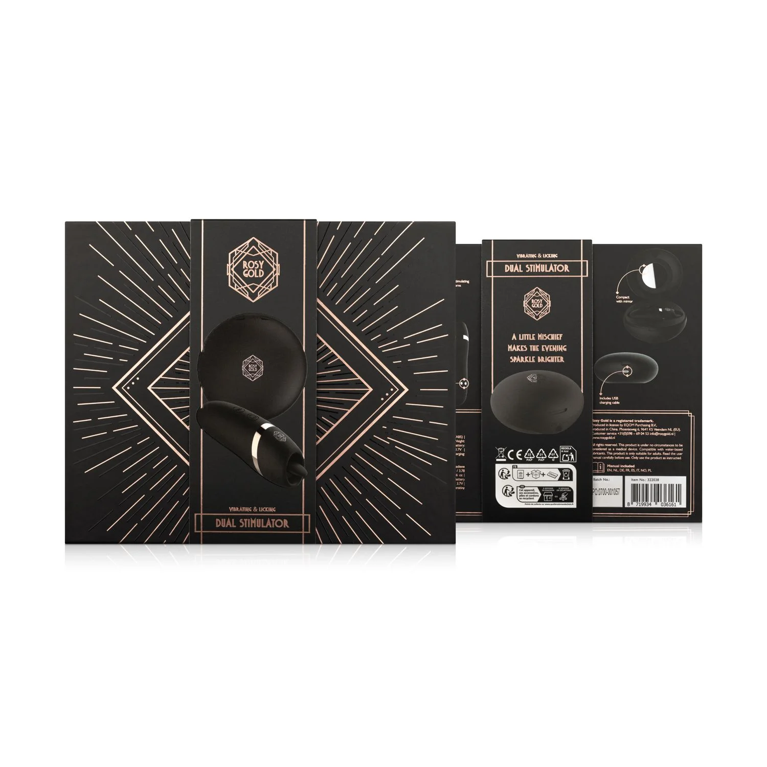 Rosy Gold – Licking Stimulator met Luxe Oplaadcase – Zwart