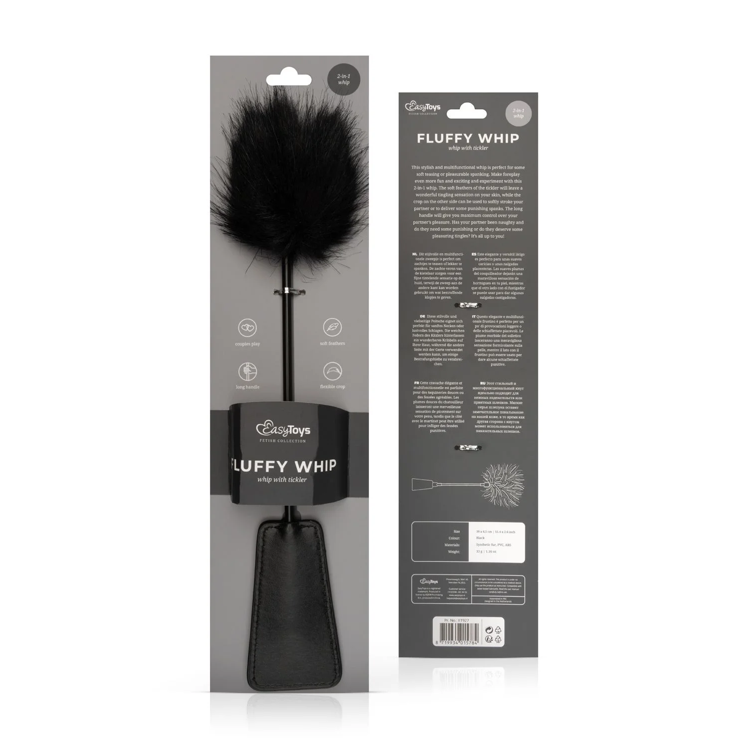 Fetish - Fluffy Kietelaar en Zweepje in 1 - Zwart