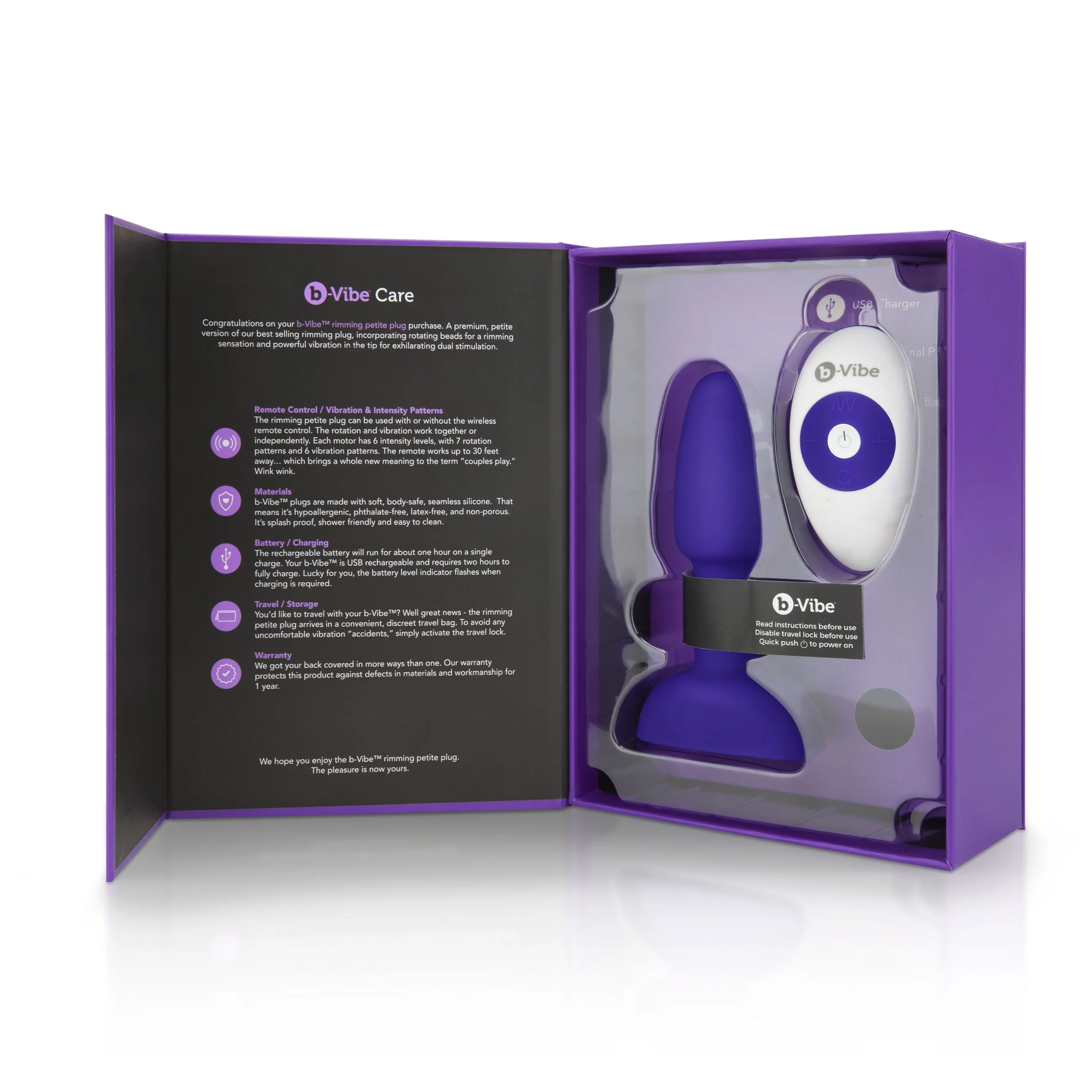 B-Vibe - Rimming Petite Remote Control Plug Paars