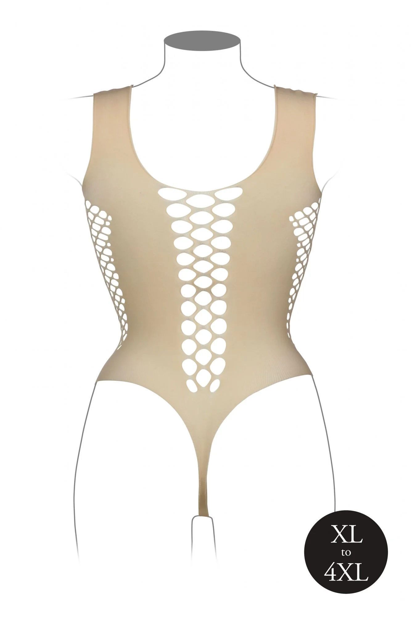 V-Hals Teddy Met Open Stroken - Beige