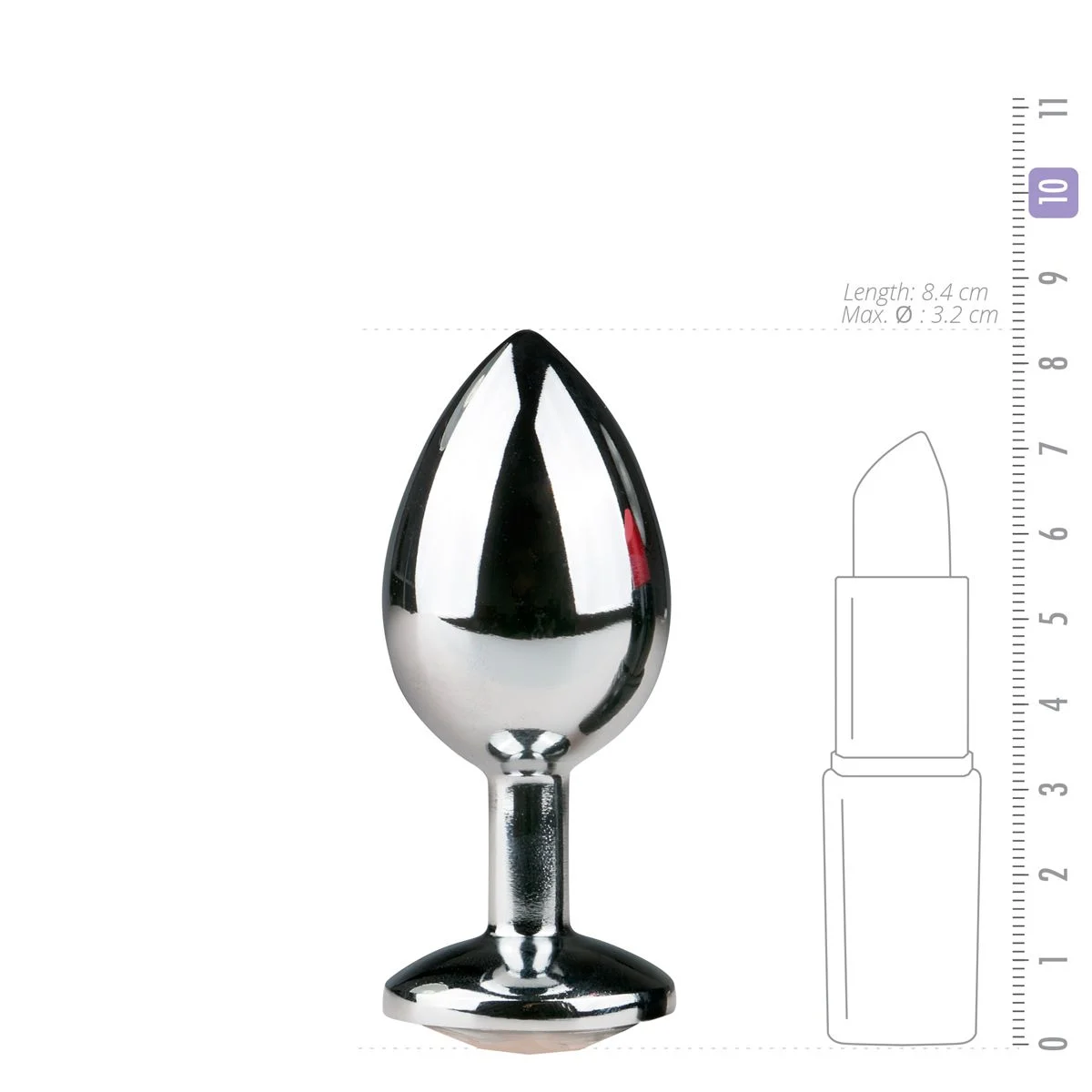 Metalen Buttplug met Zilveren Diamant - M
