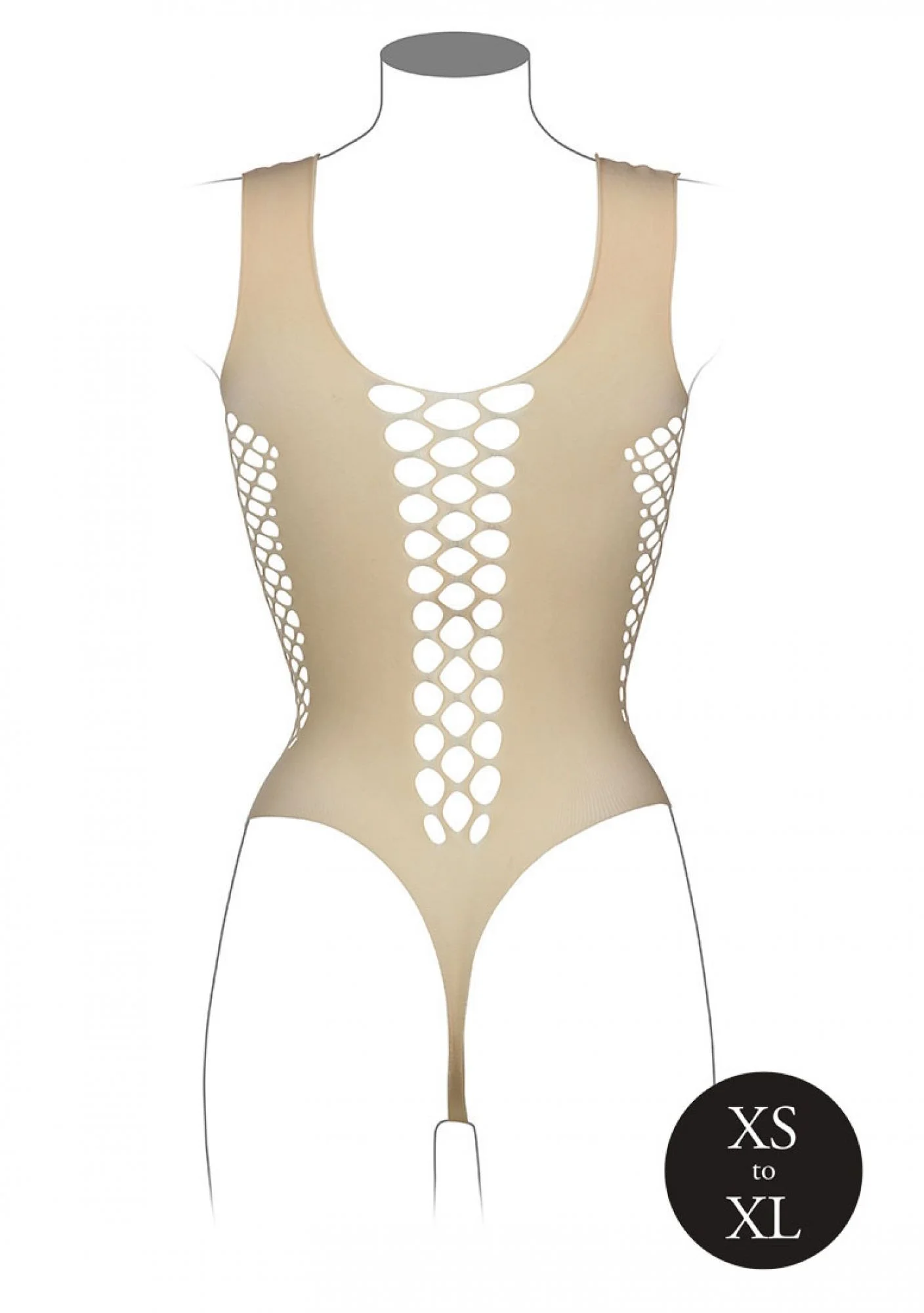 V-Hals Teddy Met Open Stroken - Beige