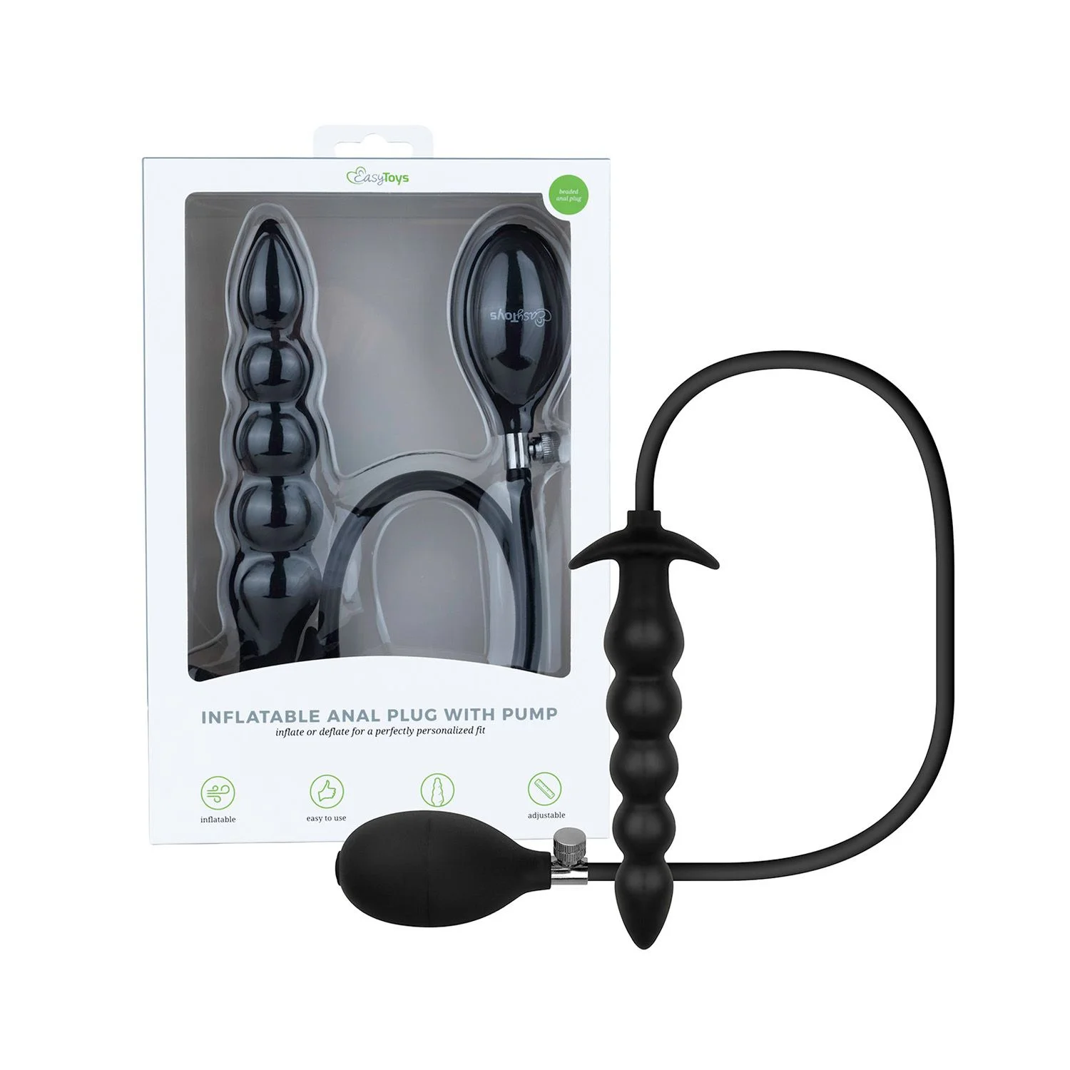 Anal Collection - Opblaasbare Dildo met Pomp 20 cm - Zwart