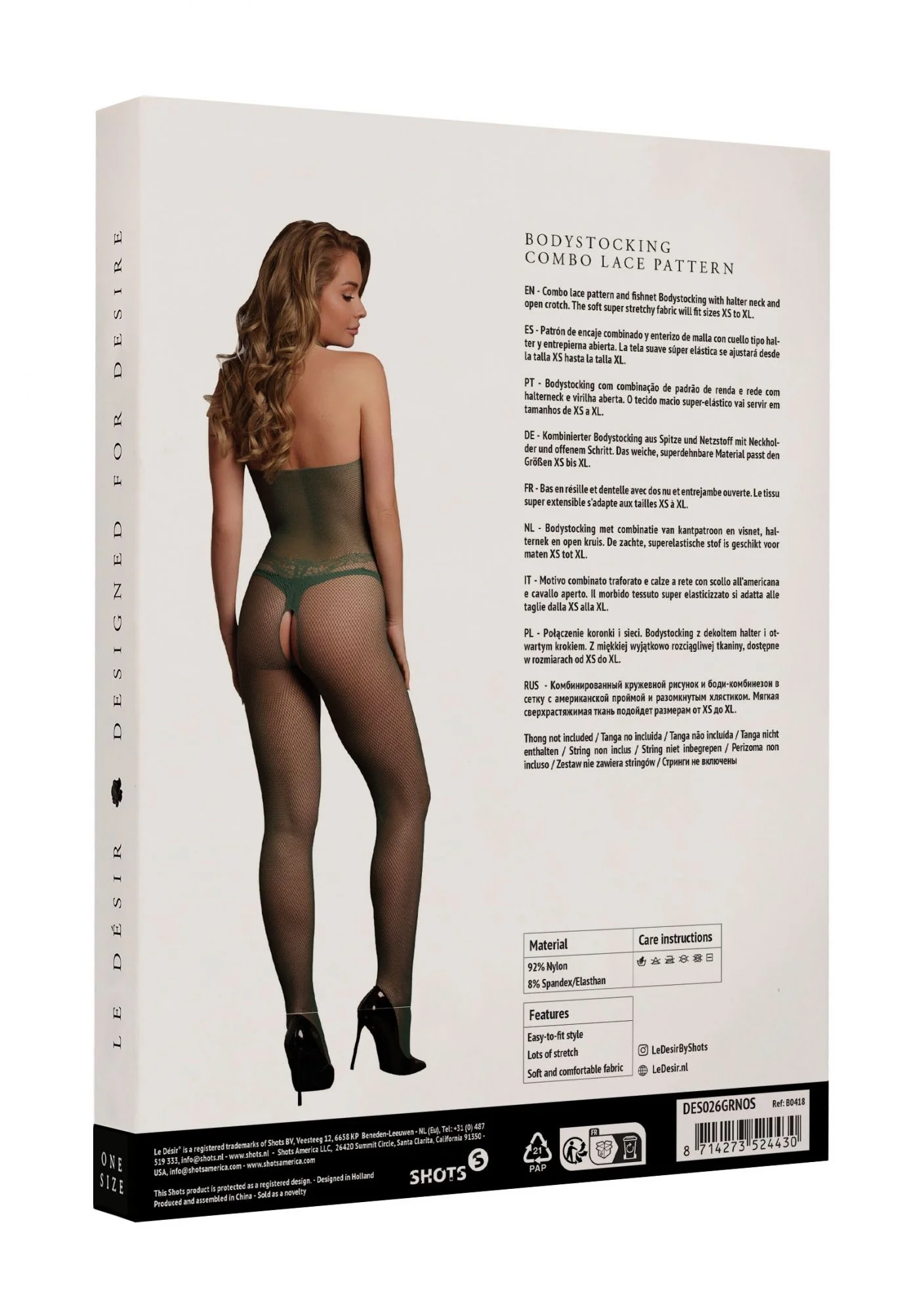 Kanten Visnet Catsuit - Groen