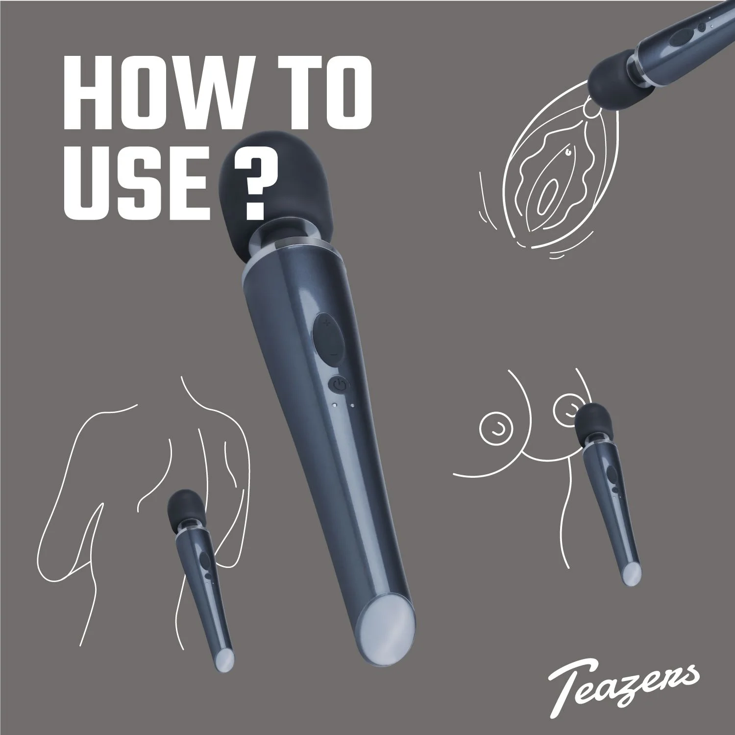 Teazers – Black Lightning Wand Vibrator – Zwart
