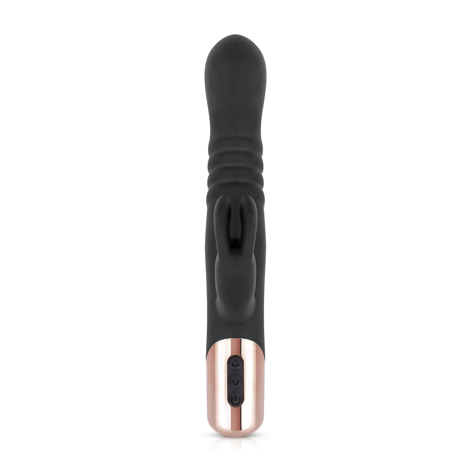 Rosy Gold - Rabbit Vibrator Met Stootfunctie - Zwart