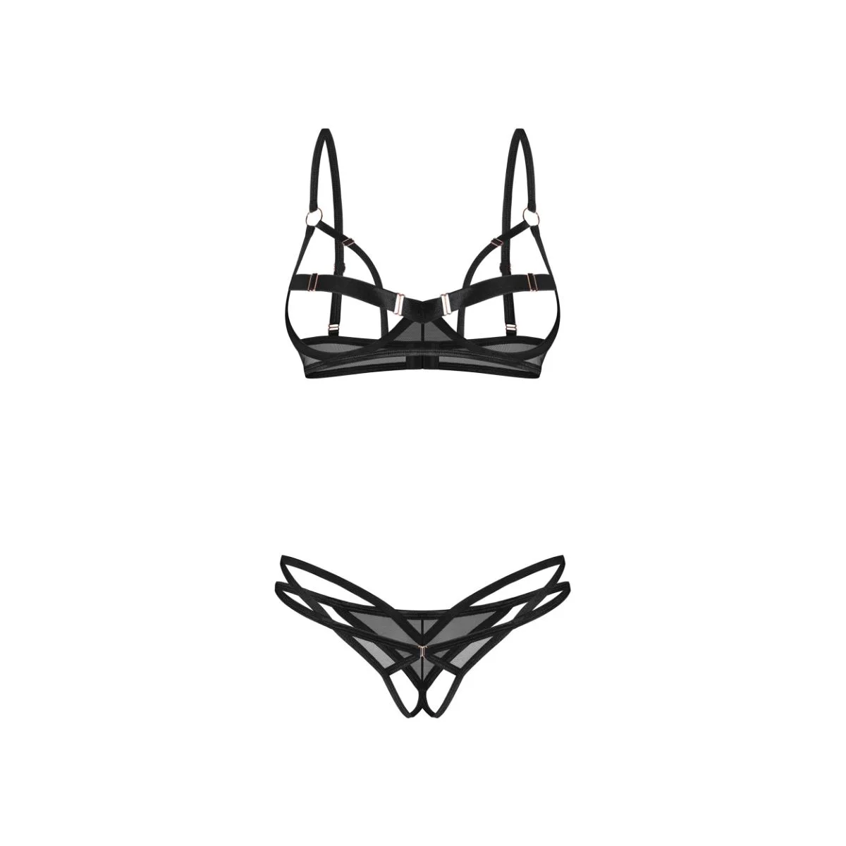 Obsessive – Euridia 2-delige Crotchless Set – Zwart