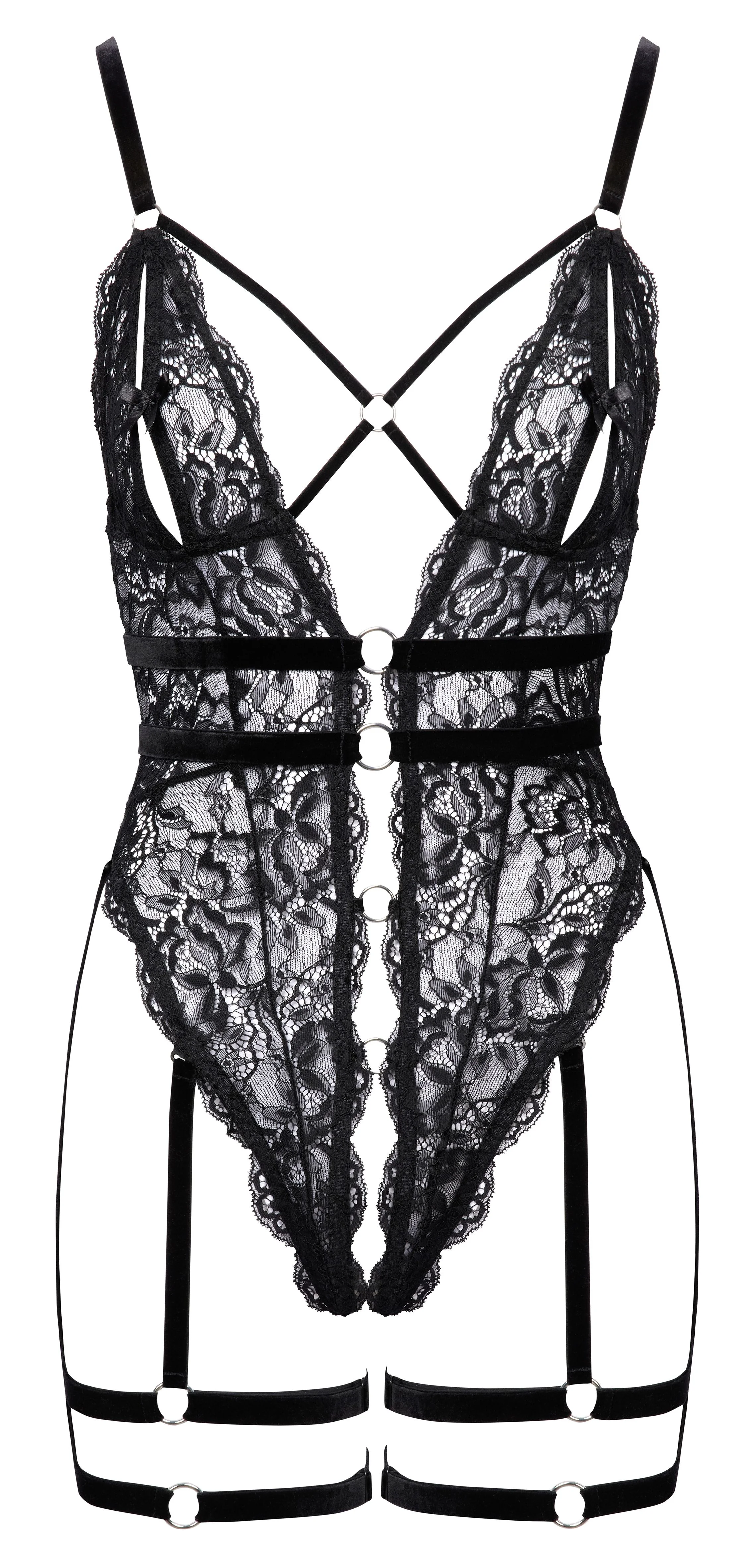 Cottelli LINGERIE – Crotchless String Body – Zwart