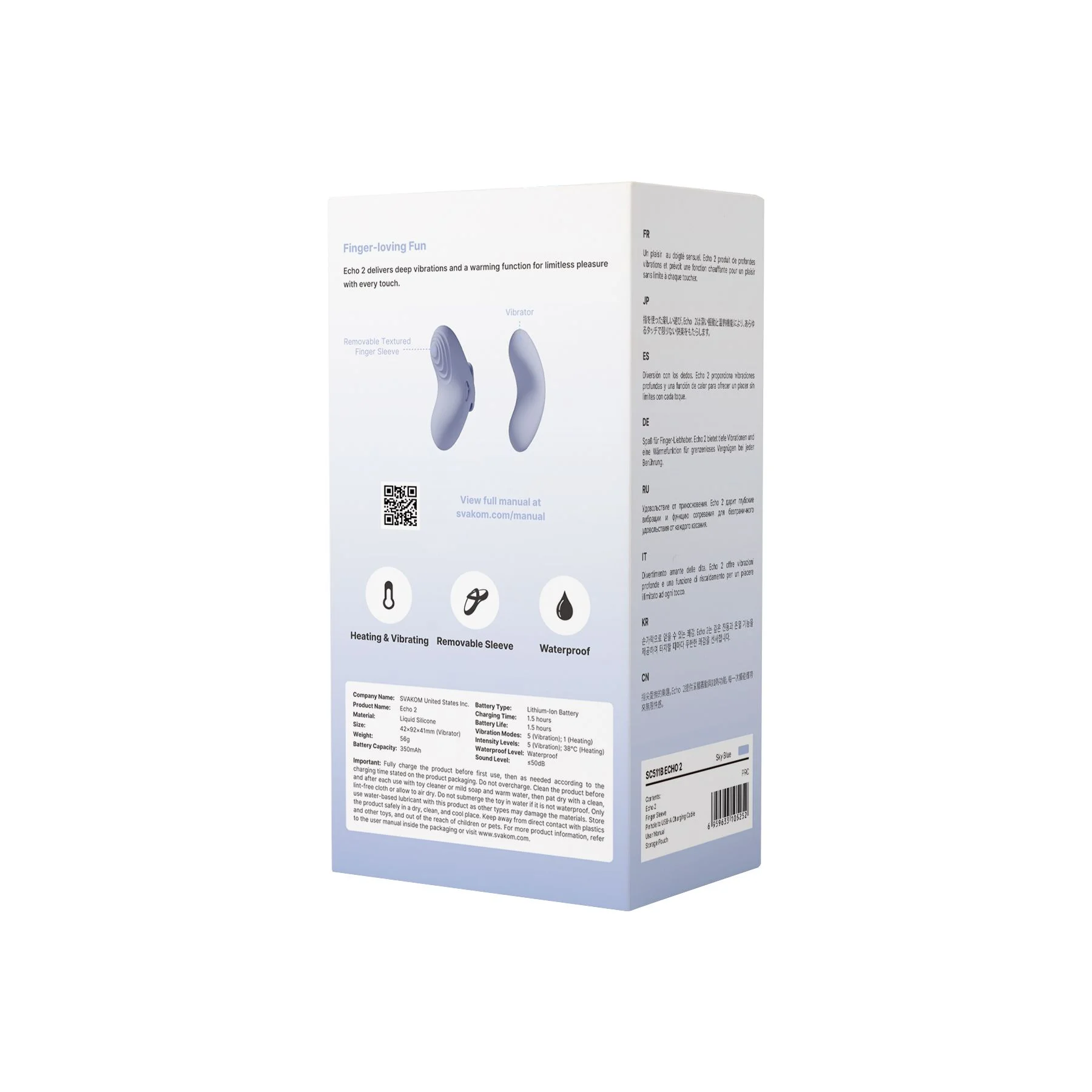 SVAKOM - Echo 2 Vingervibrator - Sky Blue