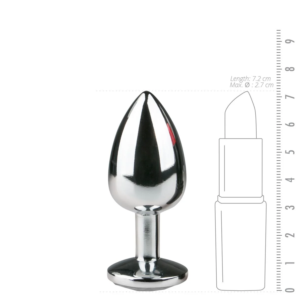 Metalen Buttplug met Zilveren Diamant - S