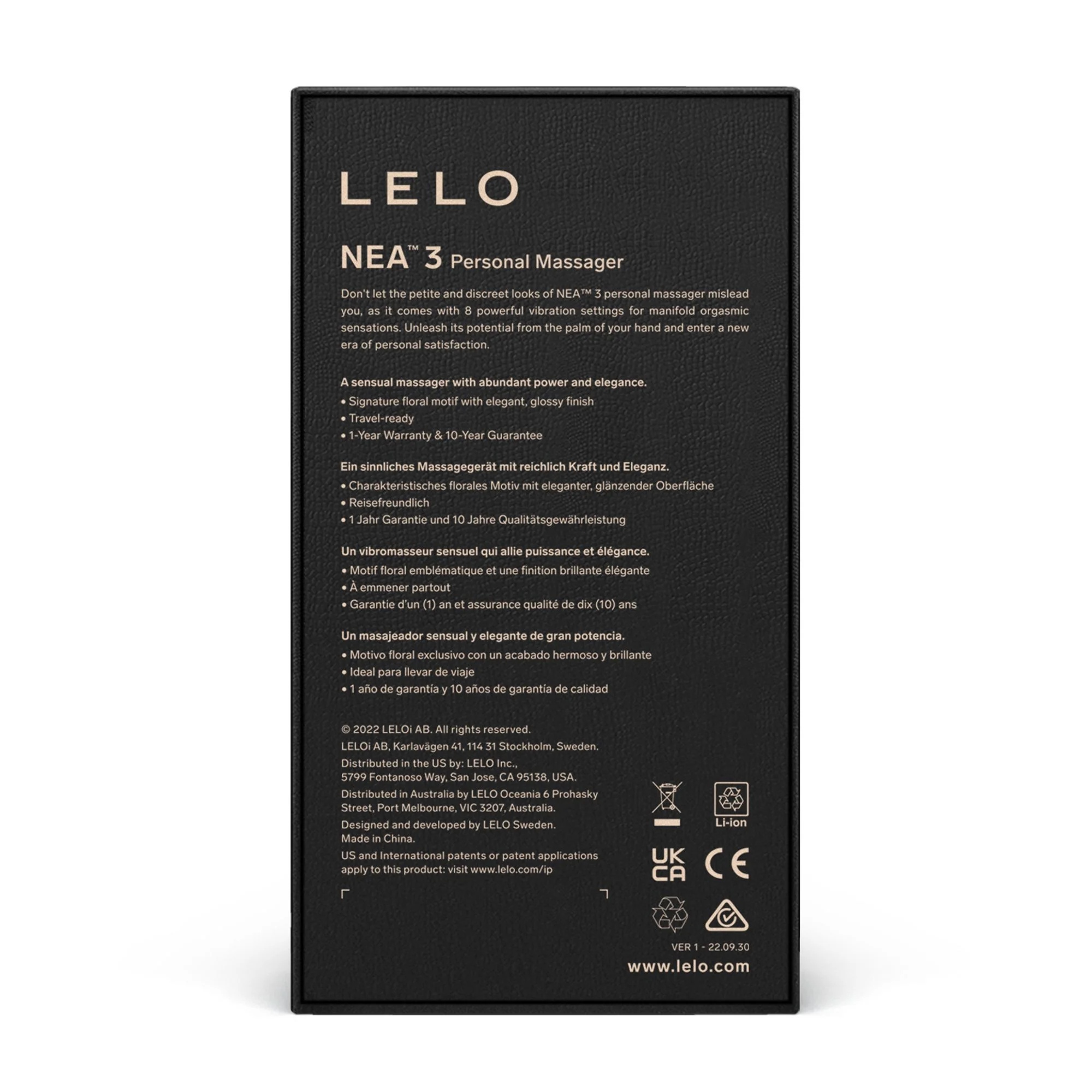 LELO - Nea 3 Personal Massager - Pitch Black