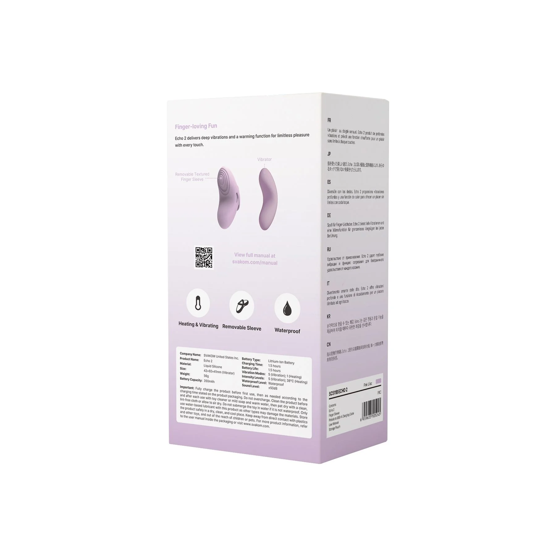 SVAKOM- Echo 2 Vingervibrator - Pink Lilac