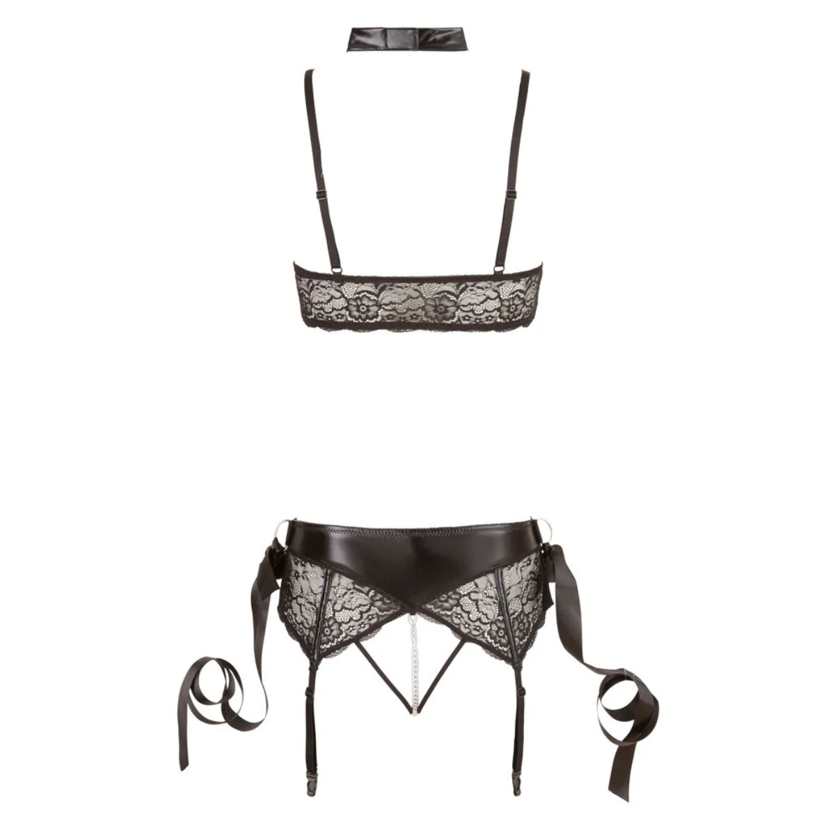 Cottelli Collection - Bondage Lingerieset Met Jarretels