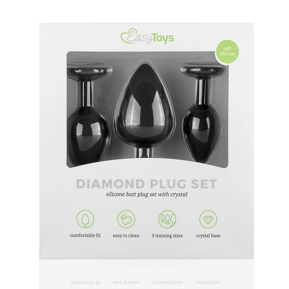 Siliconen Buttplug Met Diamant - Zwart