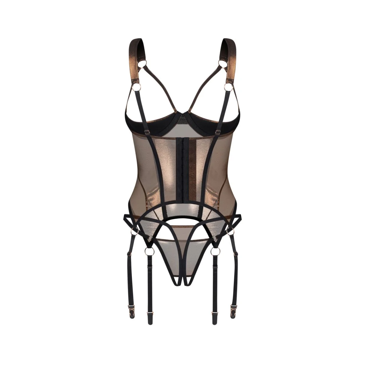 Obsessive – Soranna Corset & Crotchless Thong – Brown